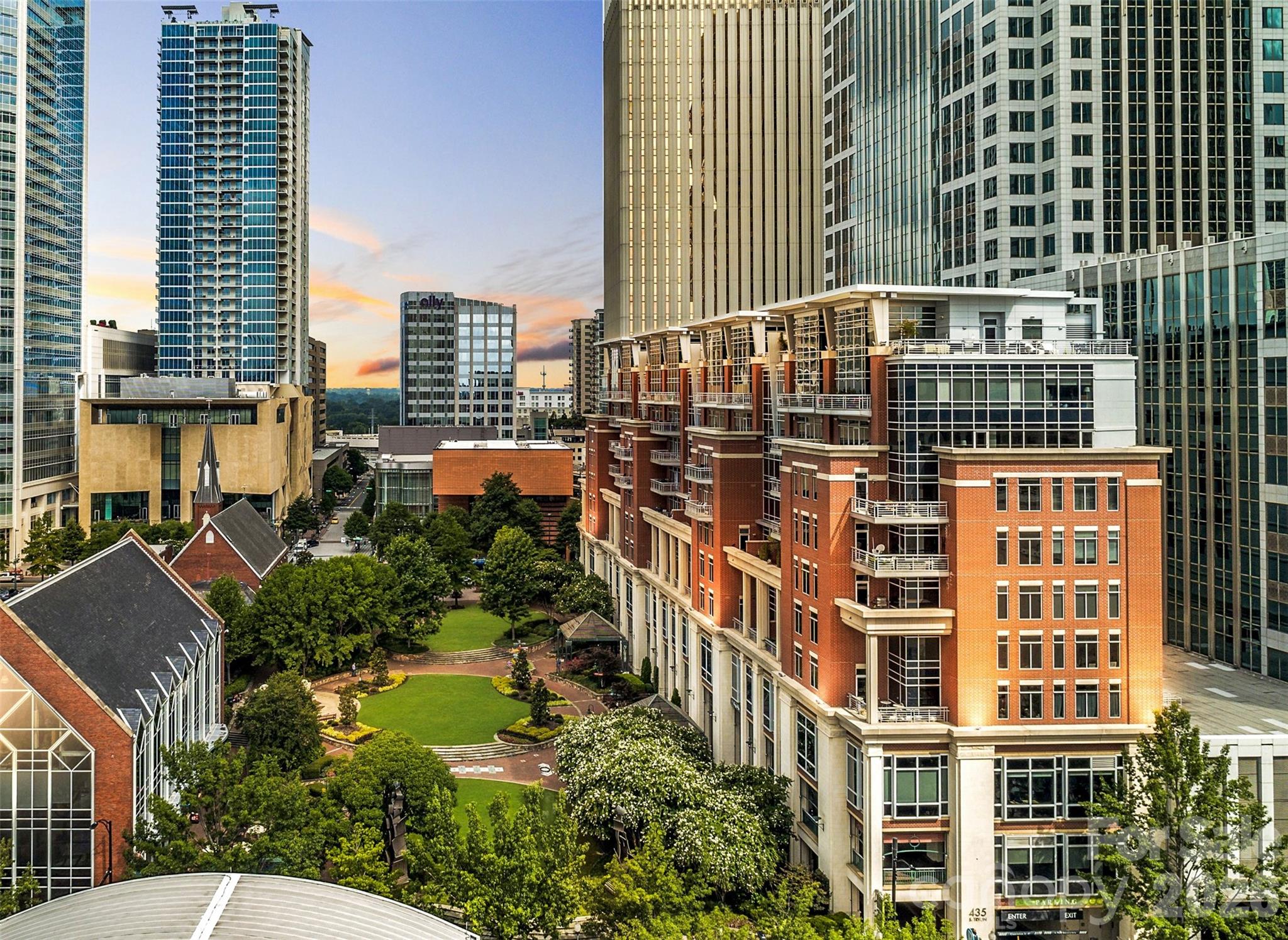 Live at the center of Uptown Charlotte in The Ratcliffe — one of the city’s most iconic residential addresses overlooking The Green. Offered under $800,000, this rare residence represents one of the most attainable ownership opportunities within the building, with only four of this particular floorplan existing in The Ratcliffe.

Positioned above the park and centered within the building, the large covered terrace extends naturally from the main living space and delivers iconic Uptown skyline views along with a rare front-row connection to the energy of The Green below — all while maintaining a comfortable sense of privacy and retreat above the city.

As the only residential building directly connected to Charlotte’s Overstreet Mall network, residents enjoy unmatched walkability and convenience. Walk indoors to dining, fitness, the Blumenthal Arts Center, and nearby corporate towers for a seamless Uptown commute — all without stepping outside. Just beyond your door: Whole Foods, Reid’s Fine Foods, Discovery Place, Bank of America Stadium, Spectrum Center, Truist Field, museums, parks, and Uptown’s celebrated dining and nightlife scene.

Inside, timeless finishes and architectural details create an elevated living experience, including 10’8” ceilings throughout, engineered hardwood floors, crown molding, plantation shutters, granite countertops, stainless steel appliances, gas range, and a gas fireplace.

The spacious primary suite features a spa-style bath with whirlpool tub. Includes two deeded parking spaces and a private storage unit. Lightly used as a second and third residence by the original owner. Non-smoker. No pets. Pet-friendly building.

For buyers who have long wanted a place in The Ratcliffe, opportunities like this rarely come along — a chance to secure one of Uptown Charlotte’s signature luxury lifestyles from a uniquely compelling position within the building. Highly motivated seller — make an offer.