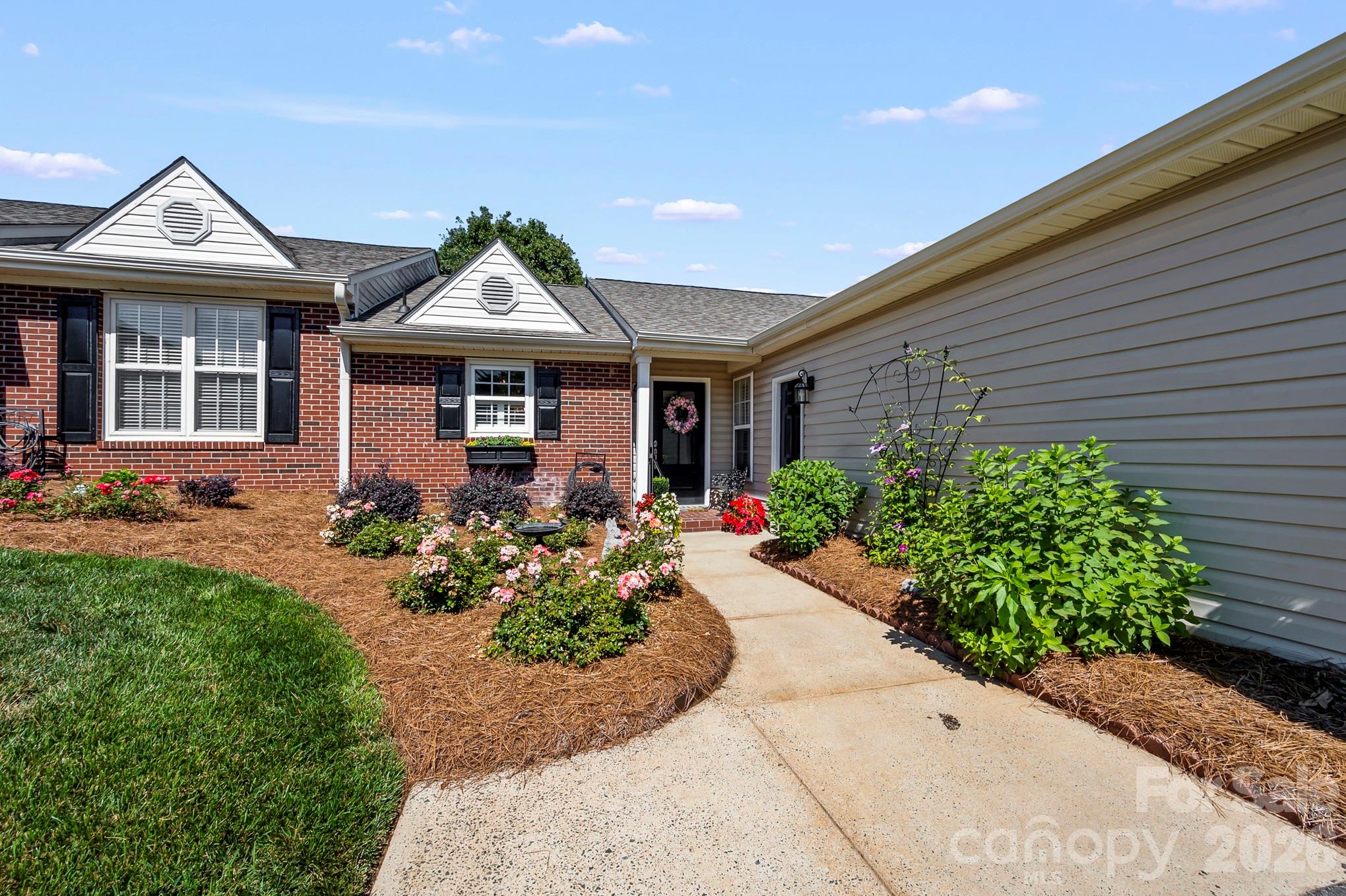 Back on market at no fault of seller, buyer had personal issues and terminated.Welcome home to this Beautifully updated and maintained 2 bedroom, 2 bath condo in Heather Glen, a quiet golf course community. This lovely home has a single car garage and vaulted ceilings in the main living area. There are Lovely hardwood floors throughout except 2nd bedroom. Crown molding in every room! The kitchen boasts Granite countertops  with incredible storage and 42” cabinets. New roof installed 2022, HVAC 2023 so the big ticket items are taken care of. Beautiful custom tiled gas fireplace. The primary bath has been refreshed with a Gorgeous Custom walk in tiled shower and quartz vanity top. 2nd bathroom also updated with quartz top. Plantation shutters throughout giving the home a clean classic look. All appliances remain. Step outside and Enjoy the view from the extra large private brick patio with automatic awning. Don’t miss this opportunity to make this lovely Home yours!
The neighborhood pool can be joined for the summer for $110.