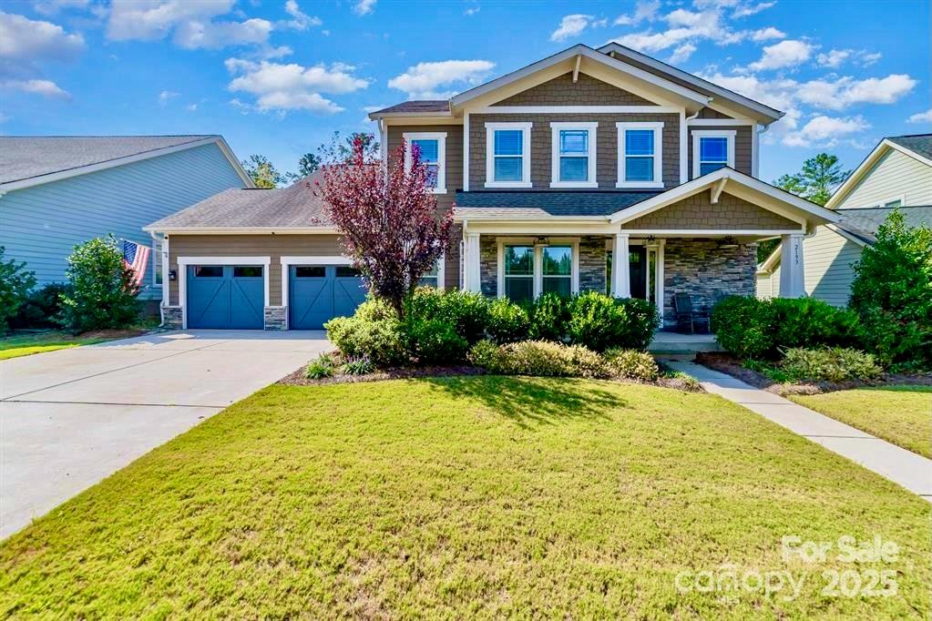 Discover your perfect sanctuary in this breathtaking 4-bedroom, 3.5-bathroom modern home, constructed in 2017, boasting 3,453 square feet of luxurious living space in a highly sought-after neighborhood. This move-in-ready masterpiece showcases an open-concept floor plan, seamlessly blending a gourmet kitchen with a large center island, stainless steel appliances, custom wood range hood, and expansive walk-in pantry with the bright, airy living and dining areas. The main-level primary suite offers a tranquil escape, featuring a spa-inspired en-suite bathroom with dual vanities, a soaking tub, and a walk-in shower. Elegant touches like stylish barn doors, sophisticated crown molding, and high ceilings elevate the home’s charm. Upstairs, a versatile bonus room is ideal as a playroom, media room, home office, or extra bedroom. Entertain effortlessly in the meticulously landscaped backyard, complete with an outdoor fireplace and Bluetooth ceiling speakers on the patio for the ultimate ambiance. The living room also includes built-in Bluetooth speakers for immersive sound. Additional highlights include an oversized garage for storage or a workshop, large windows flooding the home with natural light, and premium finishes throughout. Nestled in a vibrant community with parks, top-rated schools, and convenient access to shopping, dining, and entertainment, this energy-efficient, contemporary home is a rare gem. Schedule your private showing today to experience unparalleled luxury and comfort!