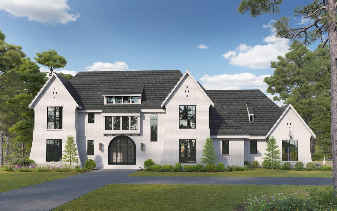 A distinctive luxury build ON CARMEL COUNTRY CLUB'S SOUTH COURSE (15th green) blending farmhouse w/ European refinement. The 1.35ac Carmel Estates parcel will give avid golfers direct golf cart access. Open concept plan w/ grand foyer that flows into a spacious family room accented w/ modern trim. Oversized glass windows found throughout build. Gourmet kitchen w/ sleek lines, lux designer features, high end appliances & oversized island. Tucked behind the kitchen is a coveted scullery w/ wine tower! Incredible golf course views from home. English drop-zone off 4-car garage. Office, laundry & secondary bedroom. Primary bedroom on main w/ separate sitting area & luxurious bath that includes fine surfaces w/ massive separated walk-in closet w/ island! Luxury refinement continues upstairs w/ 3 well appointed bedrms, theater, playroom, and flex room. The unfinished walkout basement contains a golf cart garage for easy course access. Finishing basement can add 2985 sq. ft.