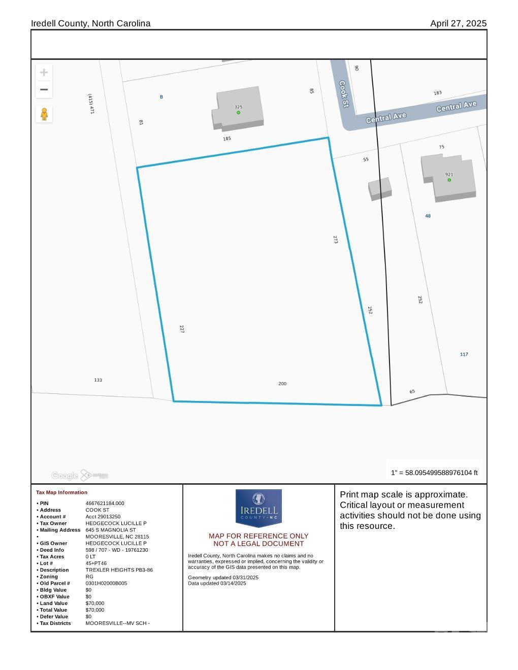 Great opportunity! Terrific price for a lot to build on in Mooresville - near downtown, new Duke Hospital at Lake Norman, I-77 and the lake! Located in the heart of Mooresville and Mooresville School System (MGSD). Don't wait! This is an exceptional opportunity! Will be sold with Pine St property MLS# 4251805 only.