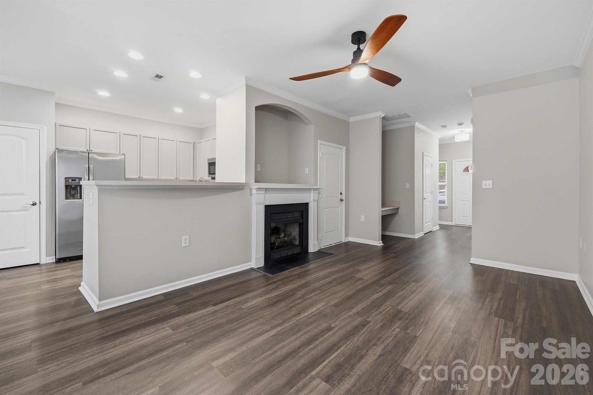 Want to be in Ballantyne? Here is your chance! Gorgeous and newly remodeled townhome in the Coventry Court community.
Main level hosts an open floor plan with large living room, dining and kitchen. Lots of natural light with oversized windows on main floor. Kitchen flows out to a private patio overlooking natural, wooded area. 
Main level has an office space as well as a half bath and a single garage with good storage.
Upstairs are two bedrooms each with their own full bathroom.
Laundry closet is upstairs - and washer & dryer are included for sale.