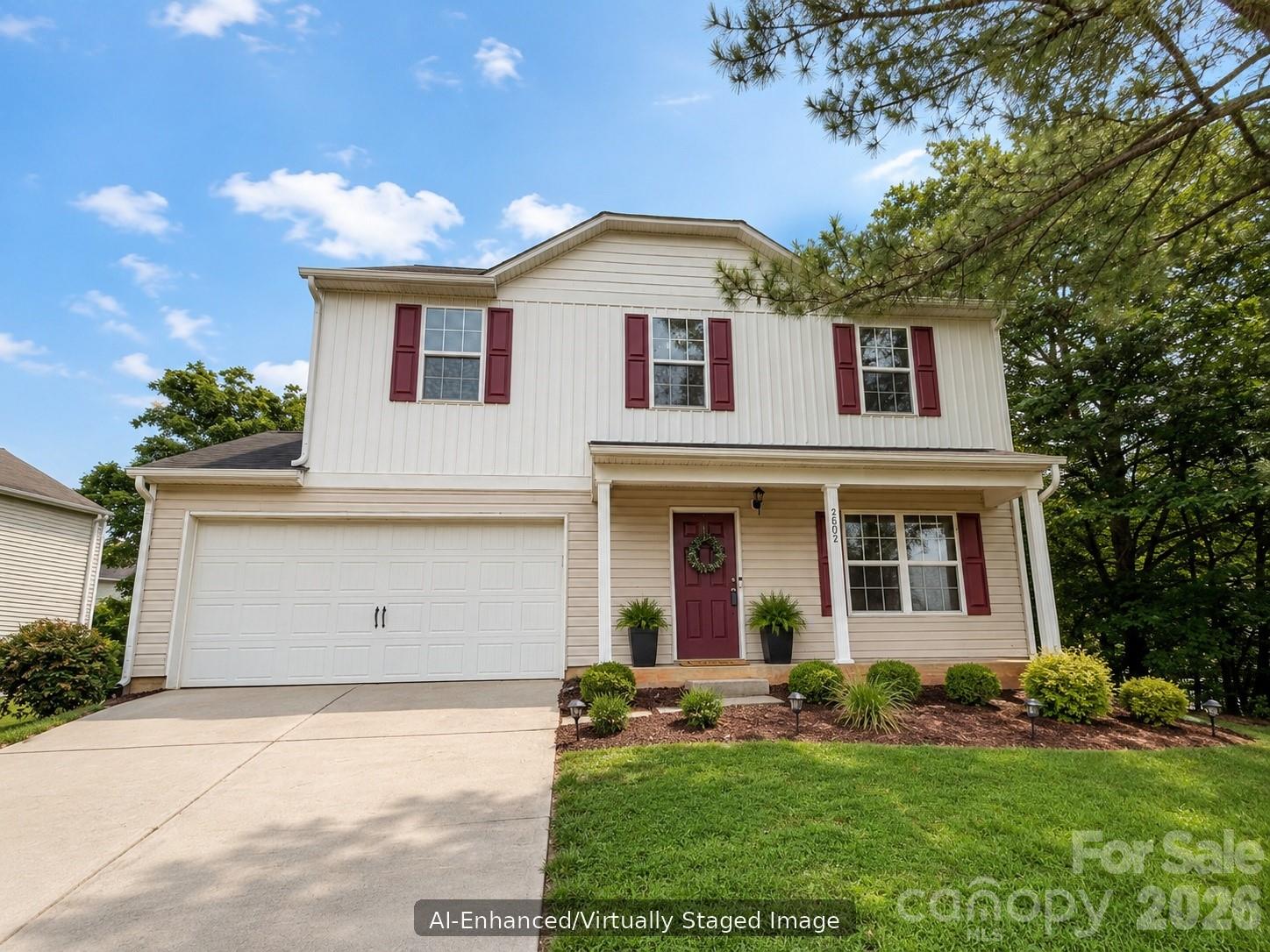 NO HOA, 100% Financing Available! This well-maintained 2017-built home offers 4 bedrooms, 2.5 baths, and 1,635 square feet of thoughtfully designed living space on a generous 0.24-acre lot in the established Meadowhill community. The open main level is ideal for everyday living and entertaining, flowing from the living area through to the kitchen and casual dining space. Upstairs, the spacious primary suite provides a private retreat, joined by three additional bedrooms perfect for family, guests, or a dedicated home office. A 2-car attached garage, heat pump HVAC, and central air round out the practical features. With newer construction standards, systems, and finishes — at a price point well below what you'd pay for comparable new builds — 2602 Meadow Knoll delivers real value in one of Charlotte's most accessible zip codes. Convenient to I-77, shopping, dining, and the Friendship Sportsplex.