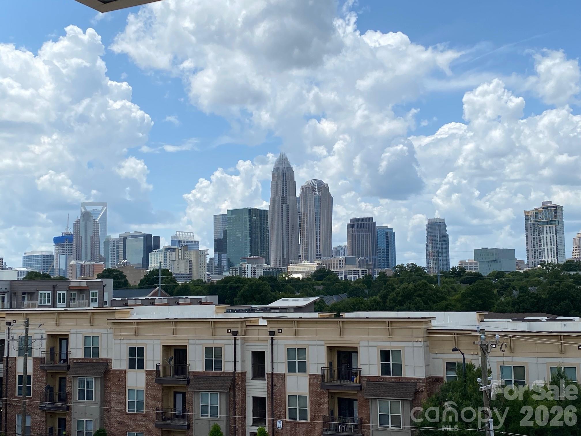 Views, views and more views!!  This is the first time a unit with a complete view of uptown Charlotte has been available.  Pulte had a wait list for this special building when they were first sold due to the demand.  This stunning townhome is absolutely gorgeous with an open floor plan, hardwoods throughout the entire unit and a rooftop terrace with a full view of Uptown. Four-story home with a chef's dream kitchen and island with seating.  Stainless steel appliances.  Huge master bedroom with large en-suite and 2 additional bedrooms with private en-suites.  Extra molding detail on the wall in living room and master bedroom. his home is designed for comfort as well as entertaining with two decks. Large garage with 2 tandem spots and storage. Located just short distance from restaurants, bars, Uptown, Plaza Midwood and Noda.  This is truly one of the best views that Central Point has to offer.  Don't miss this almost new townhome w/a million dollar views and best location. Agent owned.