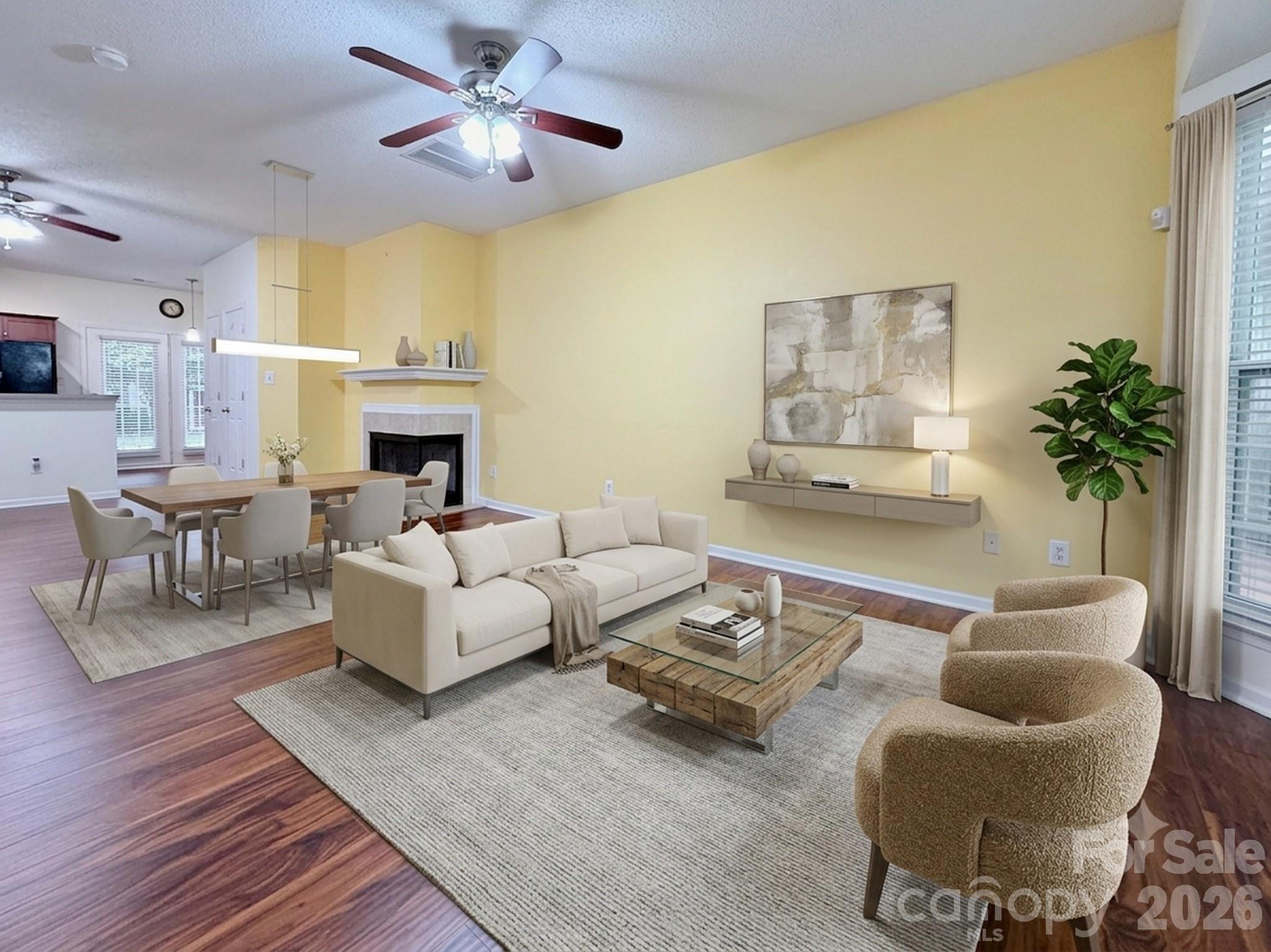 INCREDIBLE VALUE IN CHARLOTTE! Don't miss this opportunity to own a beautiful end-unit townhome priced at just $250,000! Featuring 2 spacious primary suites, each with its own private en-suite bathroom, this home offers the perfect layout for roommates, guests, or flexible living. The bright, upgraded kitchen is filled with natural light and features French doors leading to a private patio—ideal for morning coffee, relaxing evenings, or entertaining friends and family. Enjoy the warmth and charm of the double-sided corner fireplace, visible from both the dining area and living space, along with a large bay window that fills the den with natural light. Additional features a breakfast area or flex space for a Home Office on the main floor, a convenient second-floor laundry area and low-maintenance living with HOA dues covering water and trash service. Location is everything! Ideally situated in the Steel Creek area, just minutes from I-485, Charlotte Douglas International Airport, Charlotte Premium Outlets, Rivergate Shopping Center, dining, and Uptown Charlotte, making commuting and everyday living incredibly convenient.
