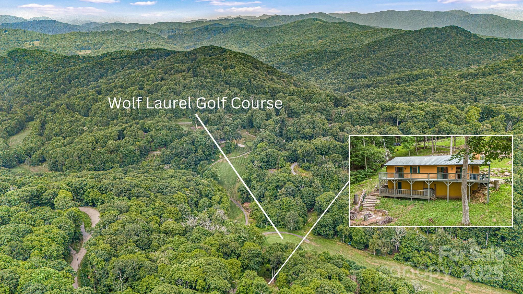Nestled in Wolf Laurel, a 5,300-acre gated community surrounded by the Pisgah National Forest & Conservation Land, 73 Oak Ridge Ct sits @ 4,000 ft in elev where the average summer temps are 70. This charming 2-bed, 2-bath cabin w/extra bonus room offers rustic elegance & modern comfort. One-level living, features a spacious open floor plan w/a cozy wood-burning fireplace, perfect for relaxing after a long day. The detached 2-car garage includes a versatile bonus room above, ideal for guests, a home office, or a game room. With its seamless indoor-outdoor flow & tranquil forest setting, this cabin provides a peaceful escape w/convenience and style. Located on the 10th hole of the optional Wolf Laurel Country Club 5 star golf course. Wolf Laurel offers so much to do for all ages. W/ 50 miles of internal trails, you can hike & bike for miles. Or hop on the Appalachian Trail from numerous points inside the community. Come see why they call us the Jewel of the Blue Ridge Mountains.
