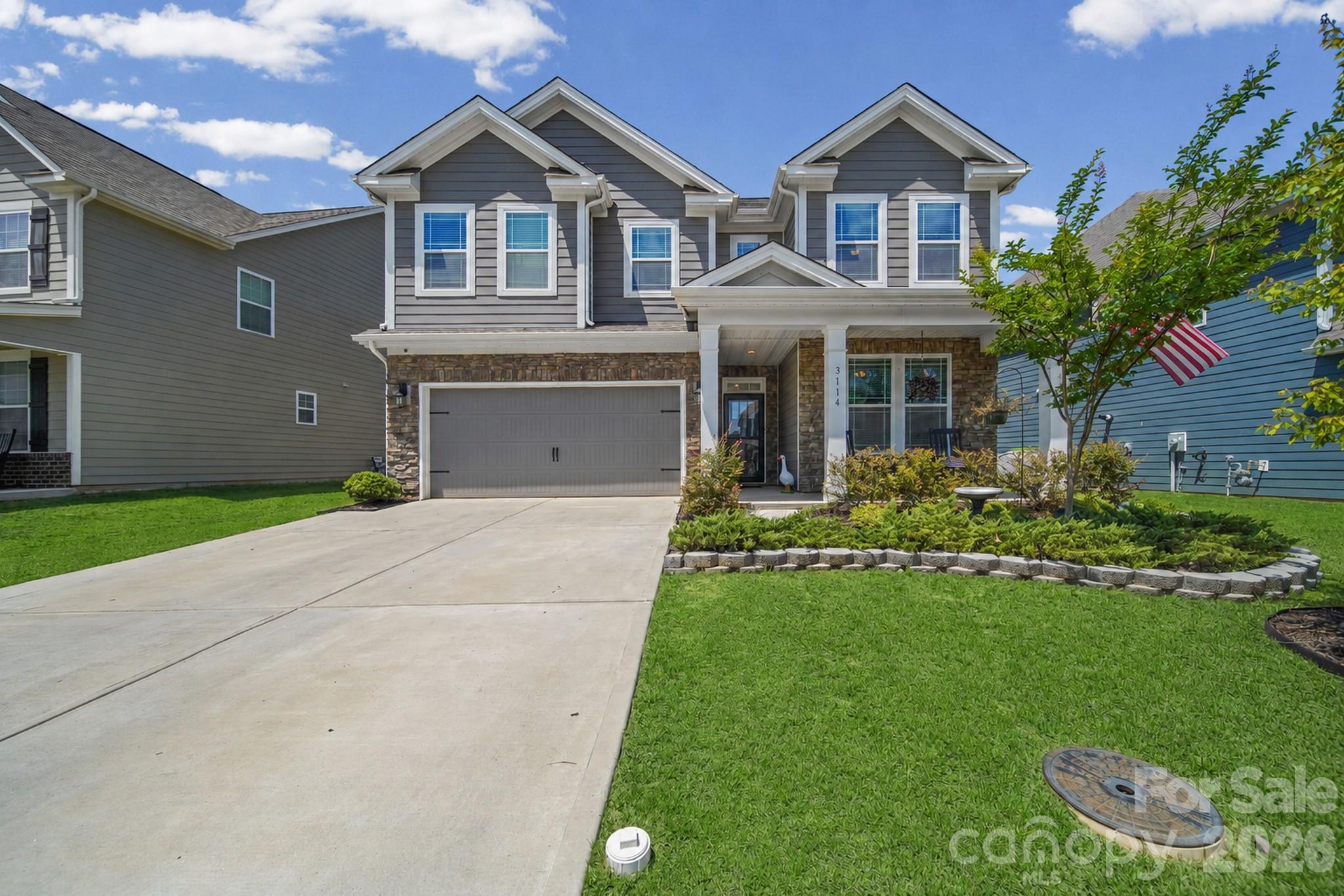 Move-in ready in The Farm at Ingleside with a dedicated main-level office, a versatile upstairs loft, custom Trimlight exterior lighting, a fenced backyard, and resort-style community amenities.
Welcome to 3114 Burnello Court, where comfort, function, and location come together in a lifestyle-focused community. A welcoming entry foyer sets the tone with classic chair rail detailing, substantial crown molding, and crisp white trim. The crown molding continues throughout the open-concept main level, adding a polished feel to the home's bright and inviting living spaces.
The first floor is designed for easy everyday living and entertaining, offering a spacious living area with a gas fireplace, a dedicated drop zone, and a convenient half bath. A main-level office with double doors for privacy and a closet for extra storage offers flexible space for remote work, guests, or hobbies. The kitchen offers excellent function with a gas cooktop, double wall ovens, and a custom walk-in pantry storage system.
Upstairs, a large, versatile loft anchors the second level, offering valuable additional living space for a media room, hobby area, or study space. Three bedrooms and three full bathrooms are also located upstairs, along with a dedicated laundry room for added convenience.
Trimlight's app-controlled system lets you switch between everyday accent lighting and holiday displays year-round, and the expanded driveway provides additional parking flexibility. The extended rear patio with gazebo creates an ideal setting for grilling, relaxing, or entertaining, and the fully fenced backyard offers usable space for gardening, outdoor activities, or quiet evenings at home. The attached garage features a durable epoxy-coated floor with decorative flake detailing for a clean, polished, low-maintenance finish. A tankless water heater and whole-house air purifier round out the home's upgrades. Refrigerator, washer, dryer, and outdoor gazebo convey.
Residents of The Farm at Ingleside enjoy access to a resort-style pool, clubhouse, fitness center, playground, walking trails, sidewalks, streetlights, and community gathering spaces. Conveniently positioned in Iron Station, the home offers easy access to Denver, Lake Norman, Huntersville, Lincolnton, schools, shopping, restaurants, parks, and commuting routes toward Charlotte.