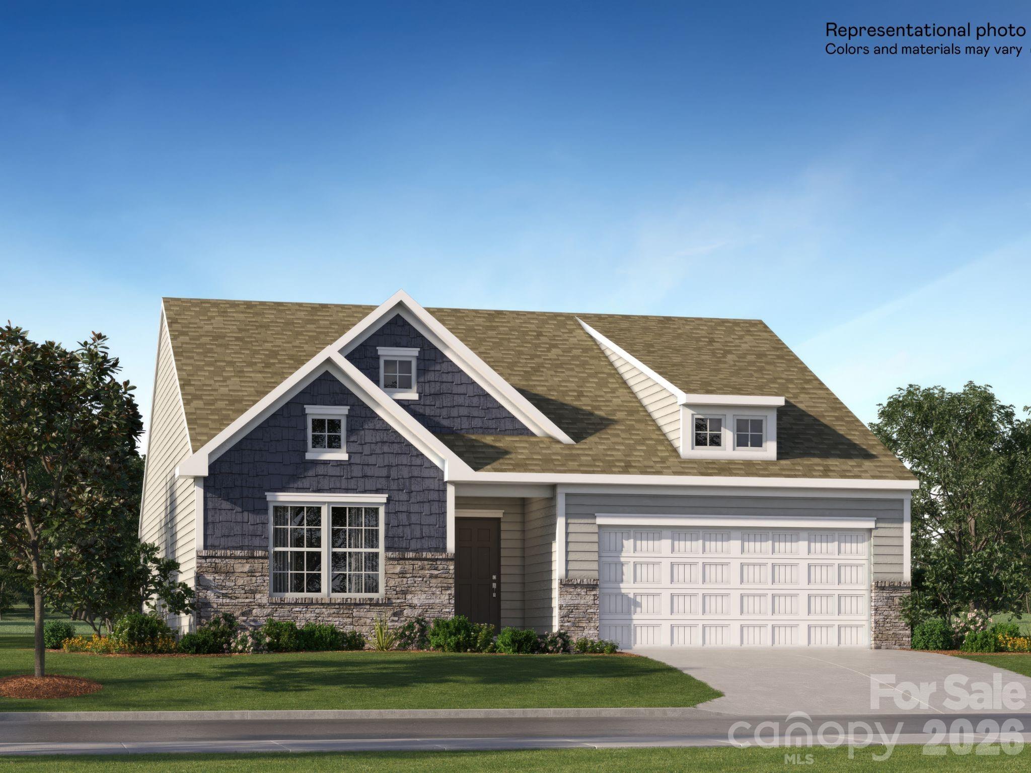 This single-story home features a modern layout with everything needed for comfortable living. Two secondary bedrooms are located off the entry, with an open-concept living area down the hall consisting of a stylish kitchen, breakfast nook and Great Room. An expansive owner’s suite is nestled into a private corner at the back of the home, complete with an en-suite bathroom and walk-in closet. Step out back and enjoy a beautiful wooded view. Plus, our signature Everything's Included program means you will get quartz or granite kitchen countertops, stainless steel appliances, luxury vinyl plank flooring, and so much more at no extra cost! Bakers Creek is a master-planned community of new single-family homes and townhomes with future onsite amenities to include pool, cabana and playground.