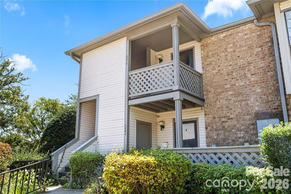 Welcome home to this beautifully maintained 2-bedroom, 2-bathroom condo in the heart of Charlotte’s Eastside! Located on the second floor, this charming unit features vaulted ceilings and a spacious open-concept living and dining area, perfect for relaxing by the cozy fireplace or entertaining family and friends. The updated kitchen showcases painted cabinetry, granite countertops, stainless steel appliances, modern lighting, and upgraded fixtures that add a stylish touch throughout the main living space.  Both bedrooms are generous in size and provide flexibility for guests, a home office, or additional living space. Step outside to your private oversized balcony, ideal for enjoying morning coffee or evening gatherings. An exterior storage closet provides additional convenience and functionality. Residents enjoy access to community amenities including a swimming pool, clubhouse, and a serene private pond. Conveniently located near shopping, dining, and major highways.  As an added bonus, the seller is offering a home warranty with the sale of the property.
