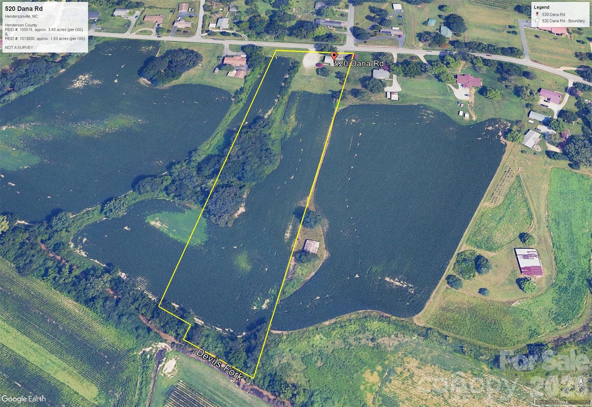Approximately 4.96 acres of flat, arable land in Henderson County, located close to major services, such as Lowe's, Home Depot, and close access to Four Seasons Boulevard and I-26. Grounds and building were flooded during Hurricane Helene and seller makes NO REPRESENTATIONS regarding building condition or habitability. Majority of the property is in the Flood Way/Flood Zone. Building is assumed to have no functional or economic value. 
Potential Buyers should be aware that flood insurance will likely be required to insure any existing or future structure on this property. Buyers should check with local building authorities to make sure they fully understand all local zoning codes and post Helene and floodplain regulations that may affect this property.