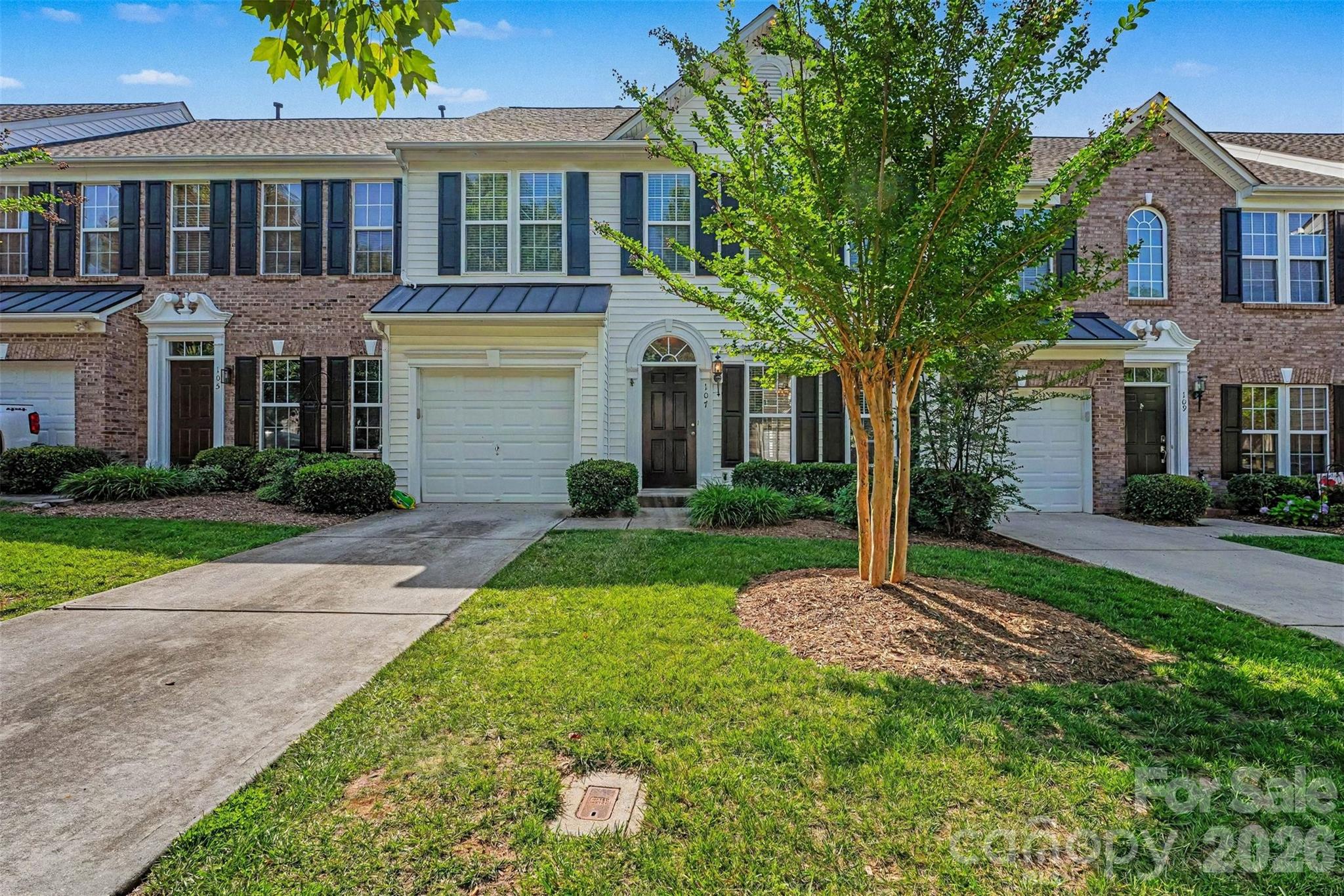 Move-in ready townhome on beautiful, tree-lined street in Mooresville!  Do you like natural light?! This 3 bedroom, 2.5 bathroom townhome has an abundance of natural light that streams thru the French doors into the breakfast area and thru the front windows into the dining room.  Home has brand new carpet and fresh, neutral paint throughout making moving in a breeze for the new owner!  All bedrooms are upstairs leaving the spacious main level for every day living & entertaining.  Main level has an open floor plan with kitchen open to the living room & breakfast area.  The fenced backyard is very appealing & peaceful with woods behind.  HOA takes care of front lawn maintenance. New roof 2025.  Fridge, washer, & dryer are included.  Great location only minutes from I-77, downtown Mooresville, shopping & restaurants.  30-40 minutes to Charlotte International Airport & Uptown Charlotte.  Schedule your showing today!