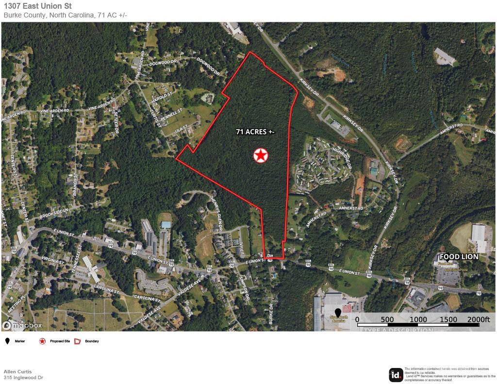 Morganton Investment Opportunity. 71+-acres near downtown Morganton now available. Zoning allows for multiple possibilities including residential development, multi-family homes, or commercial development. Currently a historic 2-story, 6BR/2BA farm house sits on E. Union Street. A store front also sits on E. Union Street. Originally H.D. Leonhardt Store, circa 1910, it was one of the only general stores providing goods from western Burke County to Hickory, and was highly successful due to its goods and convenient location. A 3BR/1BA cottage sits behind the store front. The distinguished old property was formally the Leonhardt Estate on Leonhardt Hill, and includes the store building, a smokehouse, well house, hen house/barn, mother-in-law cottage and the prominent farm home, which features a generous wrap-around porch, large kitchen, sitting room, grand dining room, living room, second story balcony, second story living area, in addition to the 6 bedrooms and 2 baths.