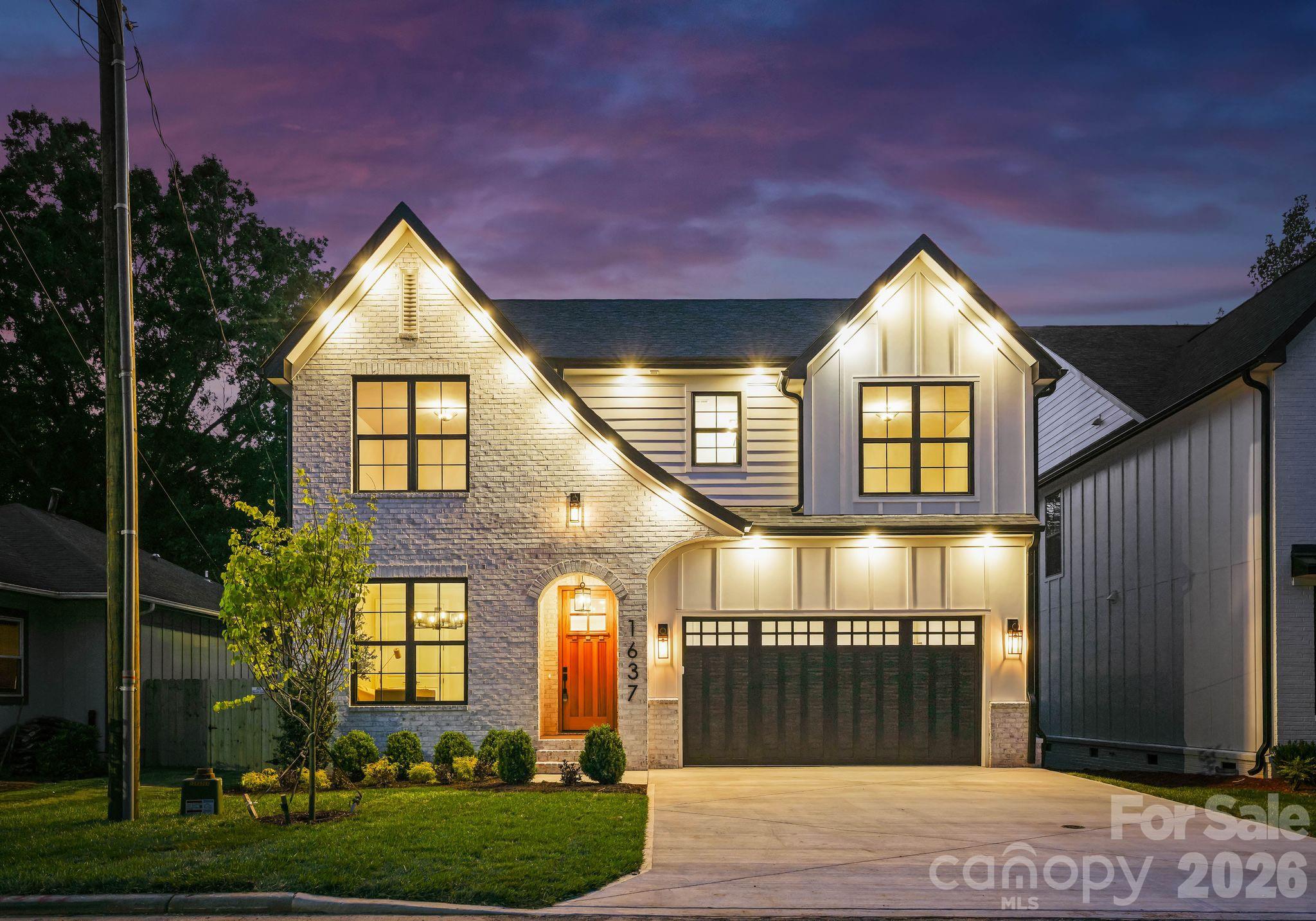 Located in the highly desirable Merry Oaks neighborhood, just moments from Plaza Midwood, Country Club Heights, and a short drive to Uptown Charlotte, this exceptional new construction home blends refined design with an unbeatable location. Offering elevated living in one of the city’s most connected areas, this residence presents a rare opportunity to enjoy thoughtfully designed new construction at this price point. This 4-bedroom, 3.5-bathroom home showcases designer lighting, extensive custom trim work, engineered hardwood flooring, and carefully curated high-end finishes throughout. A covered entry welcomes you into a bright, open-concept main level designed for both everyday living and effortless entertaining. The spacious living room flows seamlessly into the dining area and a chef’s kitchen, anchored by a striking island centerpiece and equipped with premium appliances and abundant cabinetry. A private home office and elegant powder room provide added functionality, while the oversized two-car garage offers generous storage. Upstairs, four well-appointed bedrooms include a luxurious primary suite featuring a soaking tub, walk-in shower, and expansive walk-in closet. A secondary guest suite with an ensuite bath, along with two additional bedrooms connected by a shared bath, provide flexible living arrangements. The upper-level laundry room is thoughtfully designed with custom cabinetry and a deep utility sink. Outside, the spacious, fully fenced backyard offers a beautifully designed private setting ideal for relaxing or entertaining. Ideally positioned near Eastway Crossing, Briar Creek Greenway, Kilborne Park’s 49 acres of trails, Charlotte Country Club, and top-rated public and private schools, 1637 Longfellow Street provides both proximity and modern luxury—an exceptional opportunity in one of Charlotte’s most desirable and rapidly growing areas.