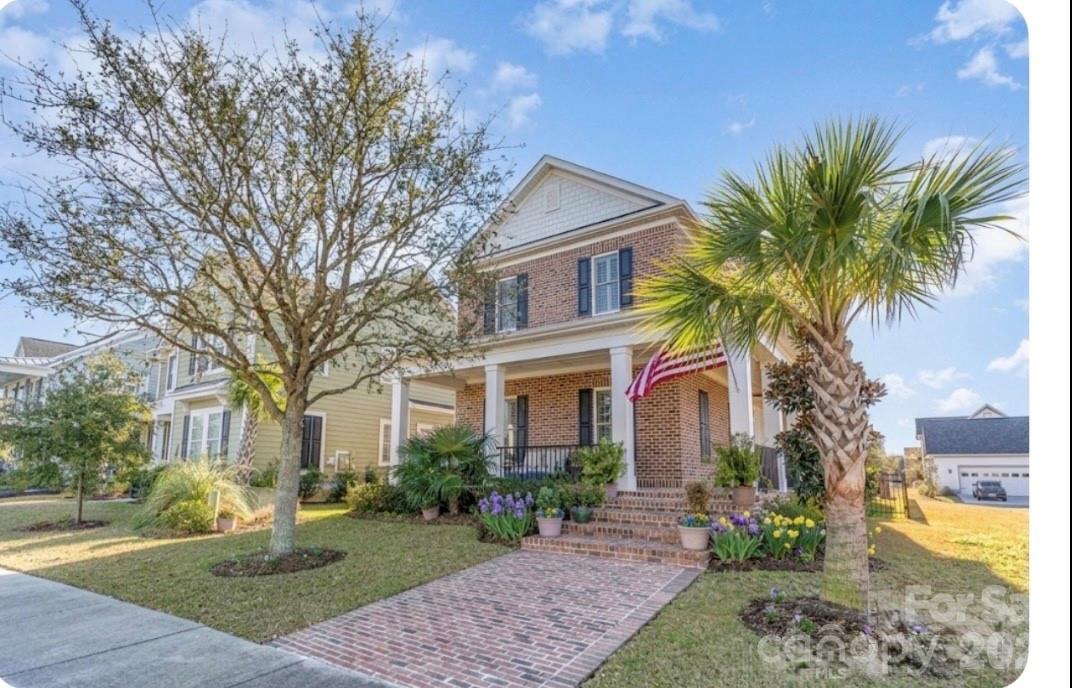 Elegant 3,003 sq ft home in gated community with custom design. This stunning, custom-built home is nestled in the highly sought-after Waterway Palms community. The brick exterior features a large porch, perfect for enjoying morning coffee or relaxing. Inside, discover a spacious layout with Bruce wooden floors upstairs. The primary bedroom is a true sanctuary, boasting a soaking tub, custom-made shower, and two separate closets with individual sinks. Upstairs, find three additional bedrooms, including one with an en-suite bathroom another with a view of the pond with direct access to a spacious attic! There is another bath upstairs as well equipped with a soaking tub and shower.The home is also equipped with a built-in sprinkler system and Simply Safe alarm. The family room features an electric fireplace and space for a large TV, while the kitchen is a chef's dream with stainless steel appliances, granite countertops, and custom cabinetry.