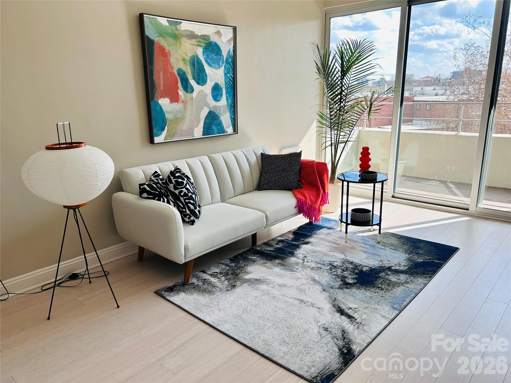 Stylish studio living at The Kimberlee. This beautifully updated studio is in one of Charlotte's most distinctive mid-century modern buildings now on the historic register.  Step inside to find new eco friendly bamboo flooring, fresh paint and a moveable island for flexibility. As a Kimberlee resident,  you will have access to an array of amenities including a pool, fitness center, garden plots, an expansive skyview room with great views, a storage unit on the lower level and a $60/night guest suite for visitors. Right outside this secure building is a private pedestrian bridge that take you over to the many shops and restaurants in Park Road Shopping Center. For recreation, the Little Sugar Creek Greenway is just around the corner.  The HOA dues include property taxes, water/sewer. basic cable & Wi-Fi.  This is a co-op,  so it is cash only with no rentals.  This studio isn't just a home--it's a lifestyle of community, convenience, timeless design and a great value.