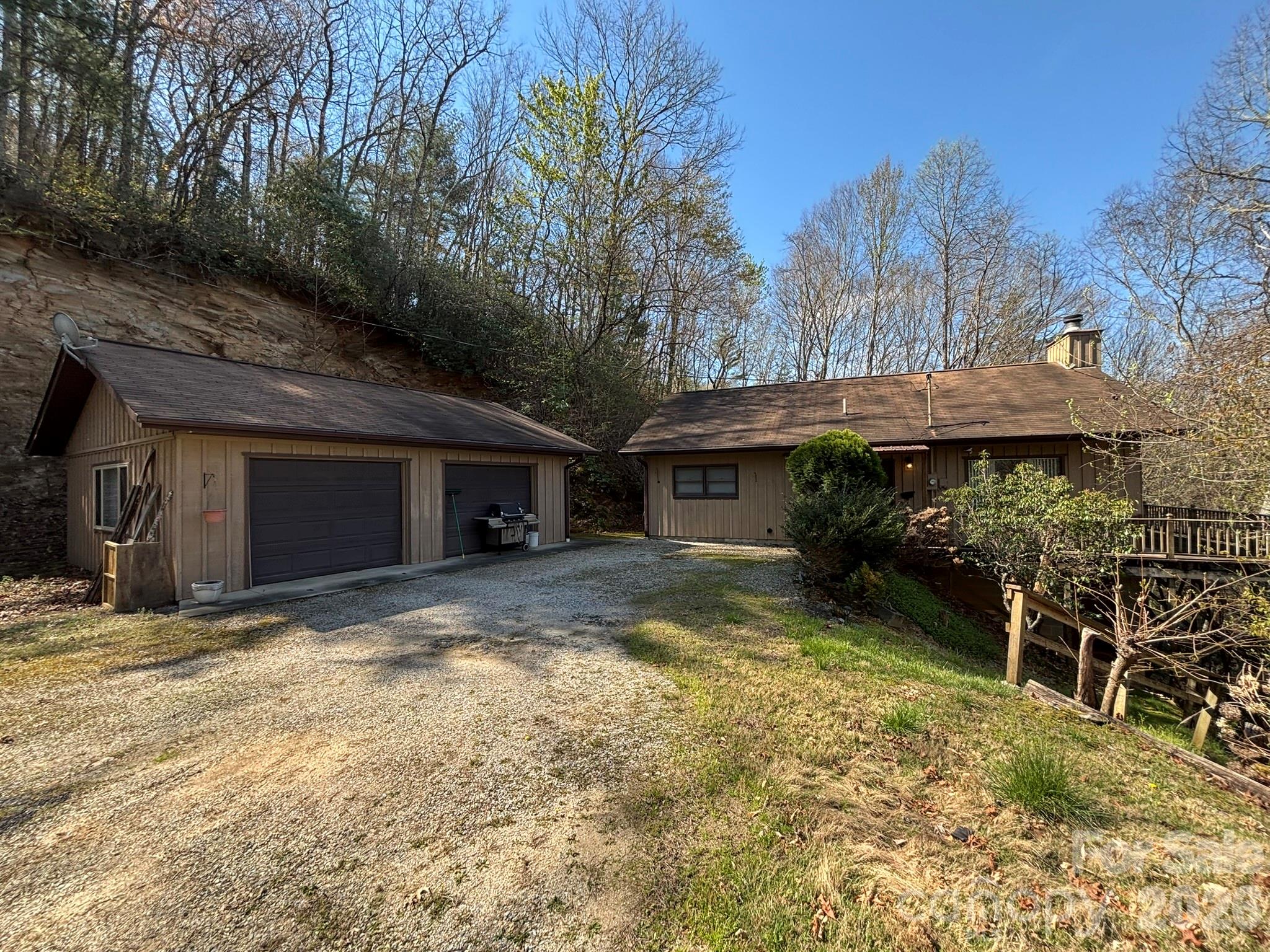 Looking for that private mountain getaway that is perfect for a 2nd home/vacation home/short-term rental? This is it! Adorable cabin tucked just minutes away Hwy 74 and downtown Bryson City. Tucked away on a private 3.83 acre tract with year round mountain views and the ultimate in privacy. Inside is cozy with vaulted ceilings, gas logs fireplace, and a smart floor plan. The wrap deck is perfect for morning coffee and enjoying the serenity of the Great Smoky Mountains. A hard to find detached 2-car garage offers easy proximity to the front door and there's additional parking on the level driveway. Unfinished basement is great for storage or workshop. This one is move-in ready and priced just right! Sold As-Is with existing personal property. Estate will make no repairs and will not remove remaining contents.