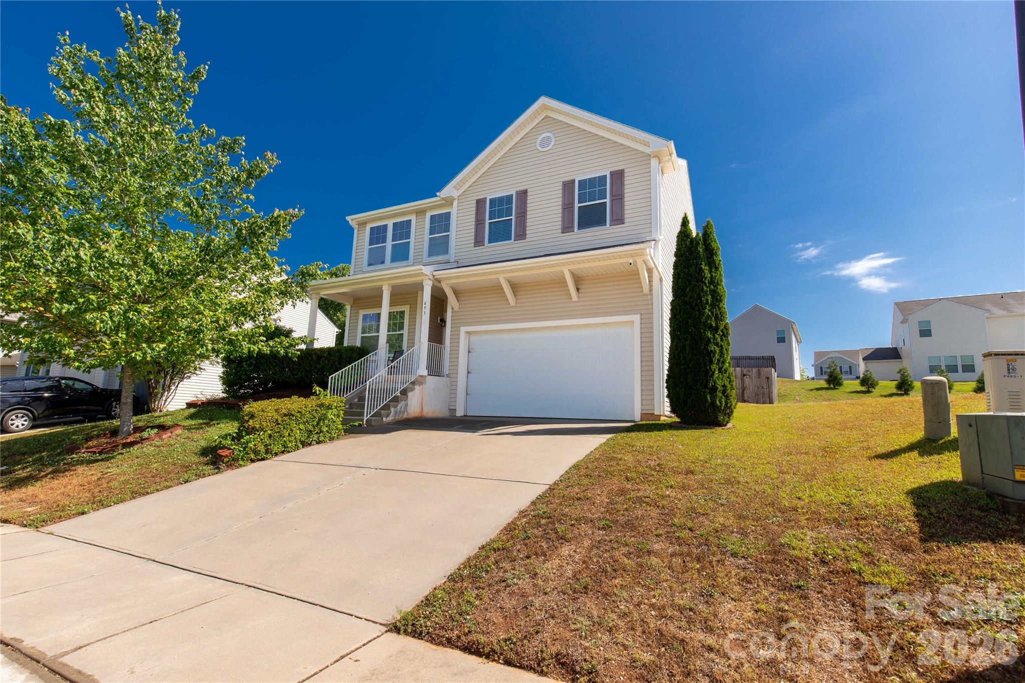 Don't miss this opportunity in popular Clover Meadows.  An open concept plan is great for entertaining or quiet evenings at home.  Beautiful kitchen with white-painted cabinets, granite countertops, a tile backsplash, stainless-steel appliances, and a large island.  There is abundant storage, including a pantry and a butler's pantry between the kitchen and the dining room.  The private office on the main level is perfect for working from home or a quiet study area.  There is a drop zone for coats, shoes, bookbags, etc., at the garage entry with a coat/broom closet and powder room.  All bedrooms are upstairs, plus a gigantic bonus room and a walk-in laundry room with a folding table and window.  The large primary suite has double sinks, a garden tub, a separate shower, a private water closet, and a walk-in closet.  The 2 secondary bedrooms are on the other side of the bonus room, along with a full bath.  The rear, privacy-fenced backyard features a patio perfect for entertaining and relaxing.  Less than 5 minutes to Downtown Clover, convenient for local dining, coffee shop, bakery, and shopping.  Great Clover School District.  Make your appointment today!