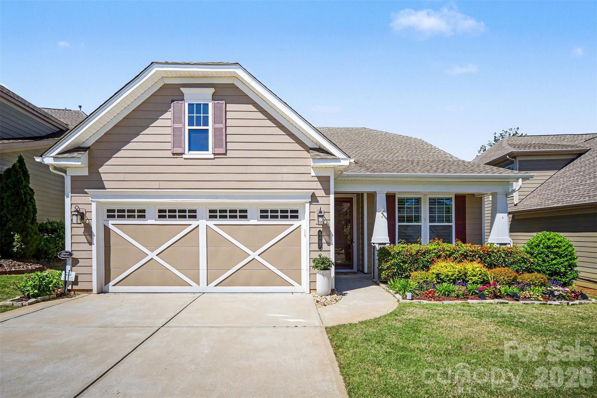 Welcome! Situated on a premium lot and located just minutes from the heart of Mint Hill, major interstates, and the best of Charlotte! Cresswind is a 55+ community that offers comfort, connection, and low maintenance living; plus, a relaxed lifestyle where you can enjoy what matters most! Upon entering the foyer, you immediately notice the meticulous condition! Featuring engineered hardwoods, the chef's kitchen offers granite counter-tops, tile backsplash, gas stove-top, farm sink and lighted pantry. Generous great room with plantation shutters is ideal for friendly gatherings, and the 3-season sunroom is the perfect way to start your morning with a cup of coffee or tea! Or enjoy an evening BBQ on your Weber Gas Grill under the Awning. Spacious primary bedroom with en-suite bathroom includes trey ceilings, remote controlled darkening shades and his/her walk-in closets. Power outage?? No problem because this home also has a Generac Generator! HOA includes basic lawn maintenance, basic cable and security system. The irrigation system uses water pumped from the pond so no additional cost to your water bill. Kitchen refrigerator, washer and dryer, TV’s, and curtains will convey. Along with all Patio and Sunroom furniture. Extended garage with Epoxy Flooring plus 1.200 pound weight load shelving and tankless water heater. Please call listing agent with any questions.