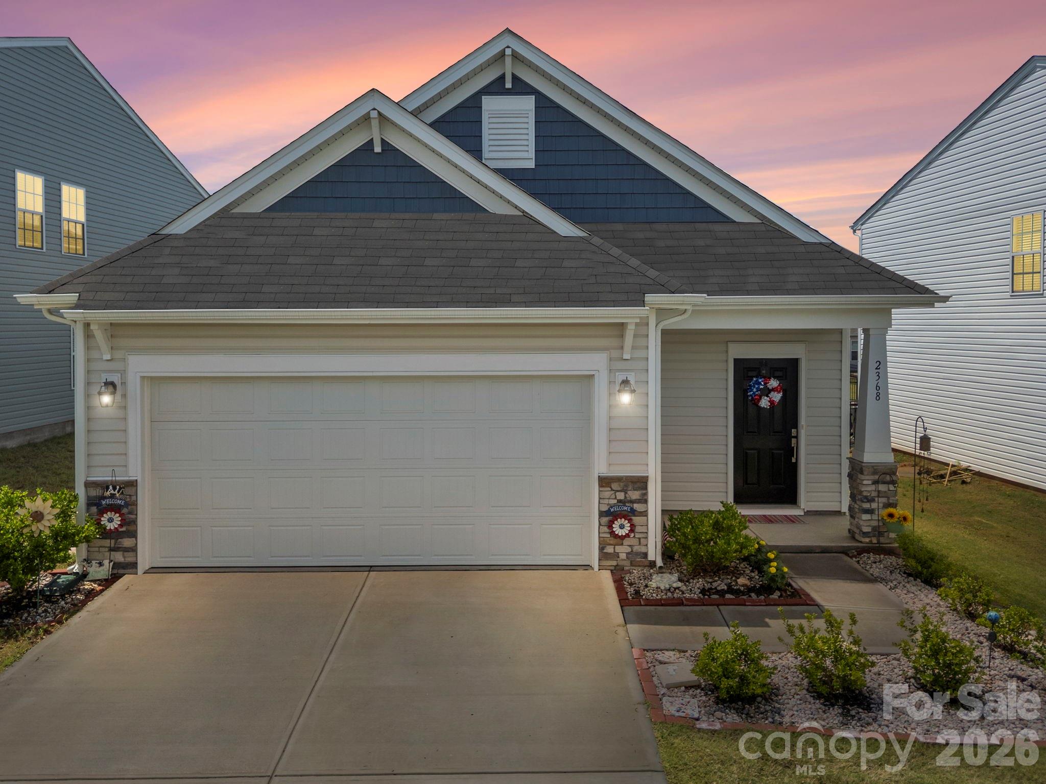 Discover this inviting single-story ranch home, conveniently walkable to charming downtown Catawba. Built in 2024 with fresh paint throughout, this beautiful 3-bedroom, 2-bath home offers a bright open floor plan perfect for modern living. Step inside to a spacious living room ideal for entertaining, a well-equipped kitchen featuring  stainless steel appliances, a cozy breakfast nook, and a relaxing covered rear patio. The owner’s suite includes an en-suite bath and a spacious walk in closet, plus two additional bedrooms and a 2-car garage. The garage has a custom made workshop inside that can remain or be removed.  Nestled in the desirable Legacy Ridge community, this home enjoys excellent amenities such as a pool, playground,  sidewalks, and more. It’s conveniently located just 40 minutes from Charlotte Douglas International Airport and 20 minutes from downtown Hickory. This low-maintenance, move-in-ready ranch is ready for you.