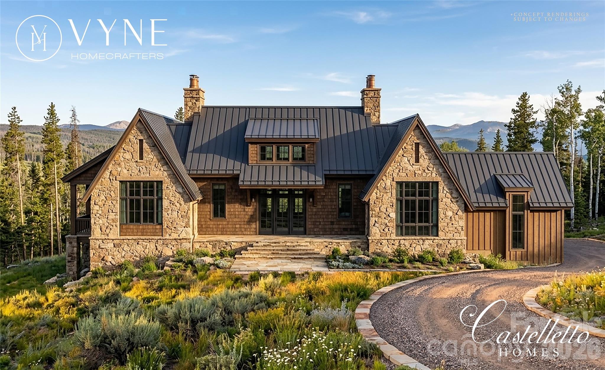 Experience the opportunity to own a custom luxury mountain retreat by Vyne Homecrafters and Castellotto Homes in the highly sought-after Lodges at Eagles Nest. Situated on a private 1.026-acre homesite in the West Ridge section, this thoughtfully designed residence offers 4,380 square feet of exceptional living space with four bedrooms, four full baths, and one half bath. Crafted to blend timeless mountain architecture with modern luxury, the home showcases a striking exterior of natural stone, LP SmartSide siding, aluminum-clad windows, and extensive outdoor living spaces. Inside, soaring 10-foot ceilings and a vaulted great room create an open and inviting atmosphere designed for both entertaining and everyday living. The chef's kitchen is planned with custom cabinetry, quartzite countertops, a walk-in pantry, and a premium appliance package featuring your choice of Wolf, Sub-Zero, or Thermador range and refrigerator, complemented by a Sharp microwave drawer and Bosch dishwasher. Additional luxury features include a custom wine room, private office, bonus room, fitness room with custom cedar sauna, natural stone fireplace, custom interior trim package, and hardwood flooring throughout. The spacious lower level is designed for gathering and relaxation, while the outdoor living spaces take full advantage of the mountain setting. Enjoy a large natural stone patio, open-air entertaining area, professional landscaping package, and a stunning 7' x 10' stainless steel in-ground hot tub. A two-car garage, private well, fiber internet availability, and the unmatched amenities of Eagles Nest complete this extraordinary offering. Residents enjoy access to miles of trails, community gathering spaces, sports courts, the Eagles Nest Winery, Epic Chophouse, and some of the most desirable mountain lifestyle amenities in the High Country. This is a rare opportunity to secure a premier new construction home and personalize select finishes before completion.