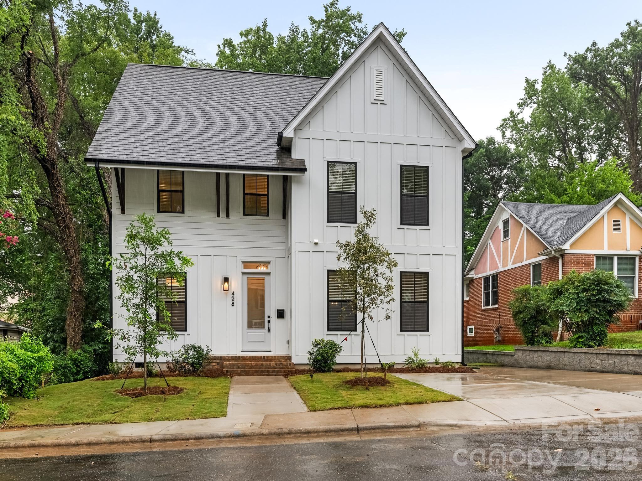 Welcome home to this brand-new 4 bedroom, 3.5 bath home tucked away on a quiet dead-end street in the highly sought-after Seversville neighborhood. Ideally located just minutes from Uptown Charlotte, Wesley Heights, Bank of America Stadium, and popular shops and restaurants, this home offers the perfect blend of modern style and urban convenience. Designed with an open-concept floor plan, the home welcomes you with a glass front door and transom that fill the space with natural light. High ceilings, modern lighting, ceiling fans and window treatments create a bright interior that's truly move-in ready. A private home office provides the ideal space for working remotely or studying. The spacious living and dining areas flow seamlessly onto a large rear deck overlooking the fully fenced, private backyard, perfect for entertaining or relaxing outdoors. The kitchen features a large center island with bar seating, a gas cooktop, built-in microwave, side-by-side refrigerator with water and ice dispenser, and a generous walk-in pantry. Upstairs the primary suite offers a spacious walk-in closet and an en-suite bath with dual vanities. Two additional bedrooms share a well-appointed hall bath with dual vanities and a tub/shower combination. The third floor provides flexibility with a private guest suite complete with its own full bath, plus two attic storage areas, offering additional storage space. This fabulous and functional new construction home combines thoughtful design and an unbeatable location in one of Charlotte's fastest-growing neighborhoods.