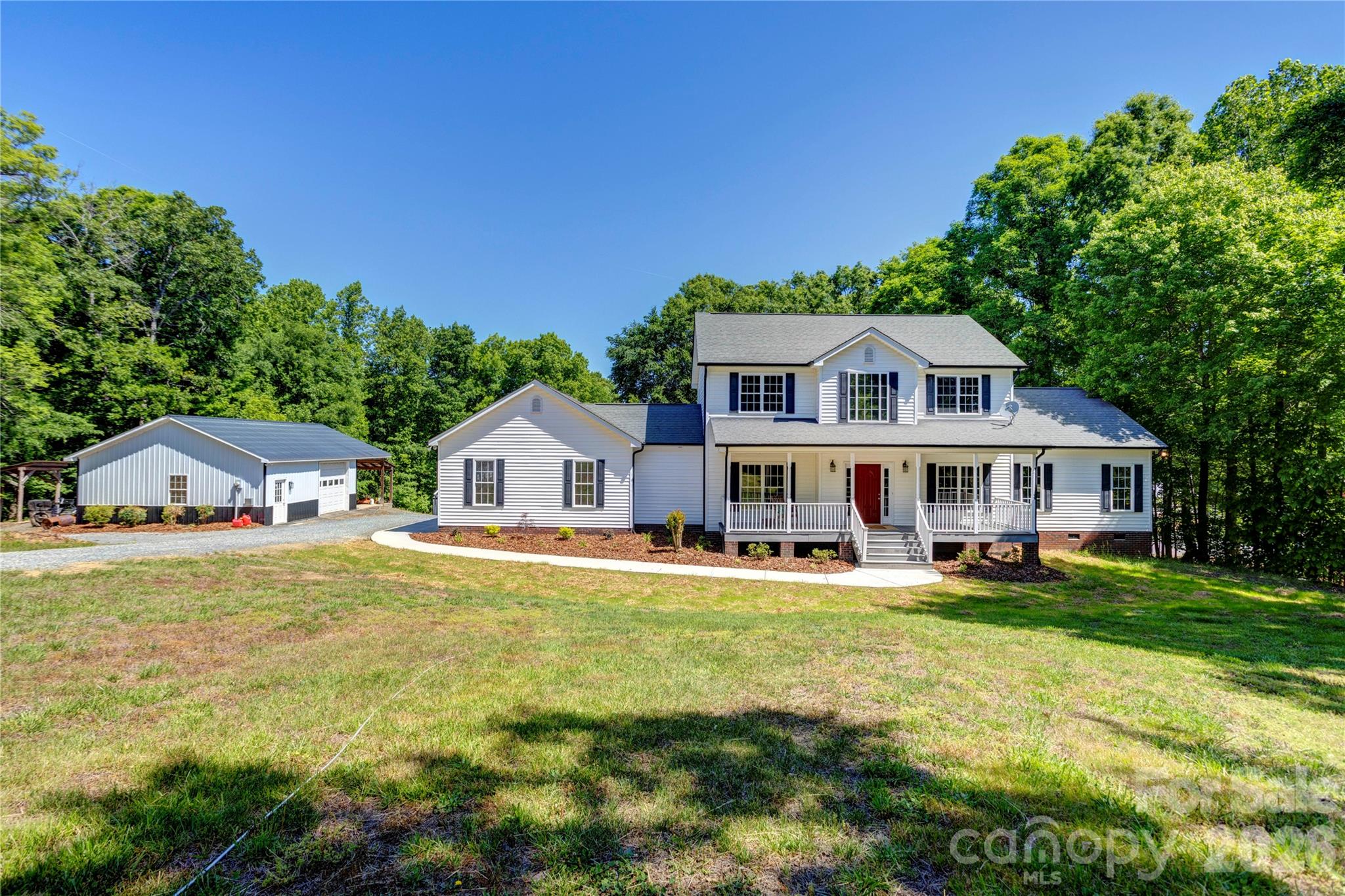 Unique Property & Modern Homestead on 38+ Pristine Acres with Creek Frontage!

A rare and active working farm offering over 38 acres of rolling pasture land and hardwood forests, perfectly complemented by a recently renovated, modern two-story home. This homestead is strategically located to provide the best of both worlds, with quick access to downtown Concord and Mount Pleasant. Could be an equestrian facility.

The property is fully equipped for farm life, boasting over 20 acres of fenced pasture and five essential accessory buildings, including general use barns, dedicated hay storage, a barn for housing and feeding cows, and a separate shop building. Adding to the pastoral beauty, the active Dutch Buffalo Creek runs through the property, providing picturesque, pristine views.

The stunning 2-story residence features a flowing open floor plan with generous sized rooms and beautiful modern finishes throughout. Key highlights include gorgeous red oak solid wood floors, renovated bathrooms and kitchen, and a luxurious tile shower. For ultimate convenience, the primary bedroom is located on the main floor. The home includes 3.5 baths.

Enjoy energy flexibility with both a Heat Pump and an electric water heater, plus a Taylor Outdoor Woodstove housed on the property that can provide supplementary heat and hot water if desired. Finish your day overlooking the pastures from the comfort of either the back deck or the front porch, both constructed with durable, low-maintenance Trex decking. This is an exceptional opportunity to secure a modern, move-in-ready working farm.