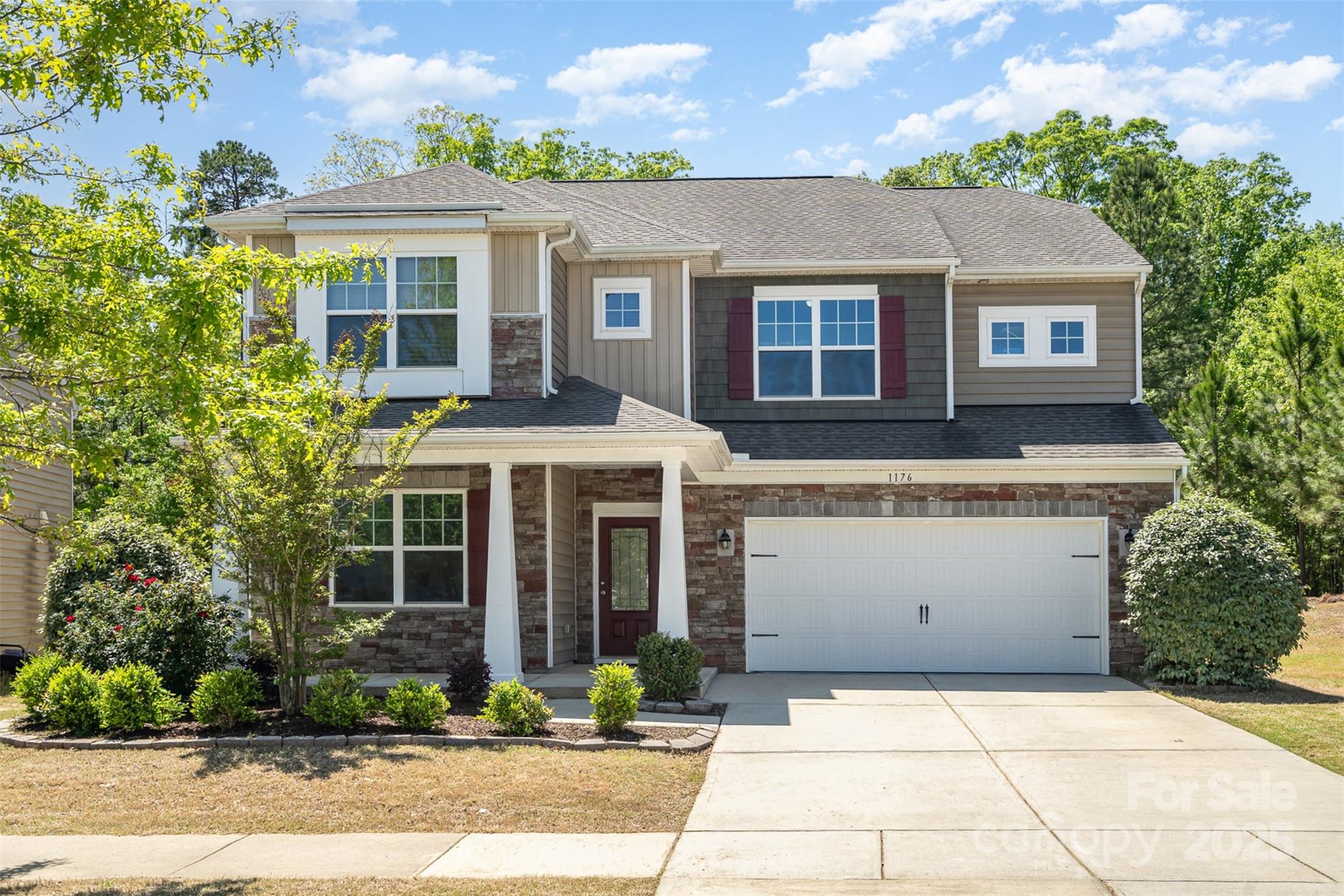 Private wooded backyard!! Experience this stunning 5 bed, 3.5 bath home in sought after Waterside at the Catawba!  As you enter you will notice the beautiful BRAND NEW LVP floors (Feb 2025) that flow throughout the main level. The open floor plan features a large kitchen with beautiful granite countertops, stainless steel appliances, walk-in pantry, and a huge breakfast bar. Just off the kitchen is the open living room with a cozy gas fireplace, and makes the home perfect for hosting, as well as a dedicated office. Upstairs, the primary suite includes a large walk-in closet, tiled shower, soaking tub and dual sink vanity.  Three additional bedrooms, 2 additional bathrooms, and huge bonus room/5th bedroom, perfect for a home theater! Step outside to your private backyard oasis with a beautiful patio, and built in stone firepit. Also paid off solar panels will reduce your monthly utility bill! Don’t forget about the award winning Fort Mill Schools and unbeatable amenity center.