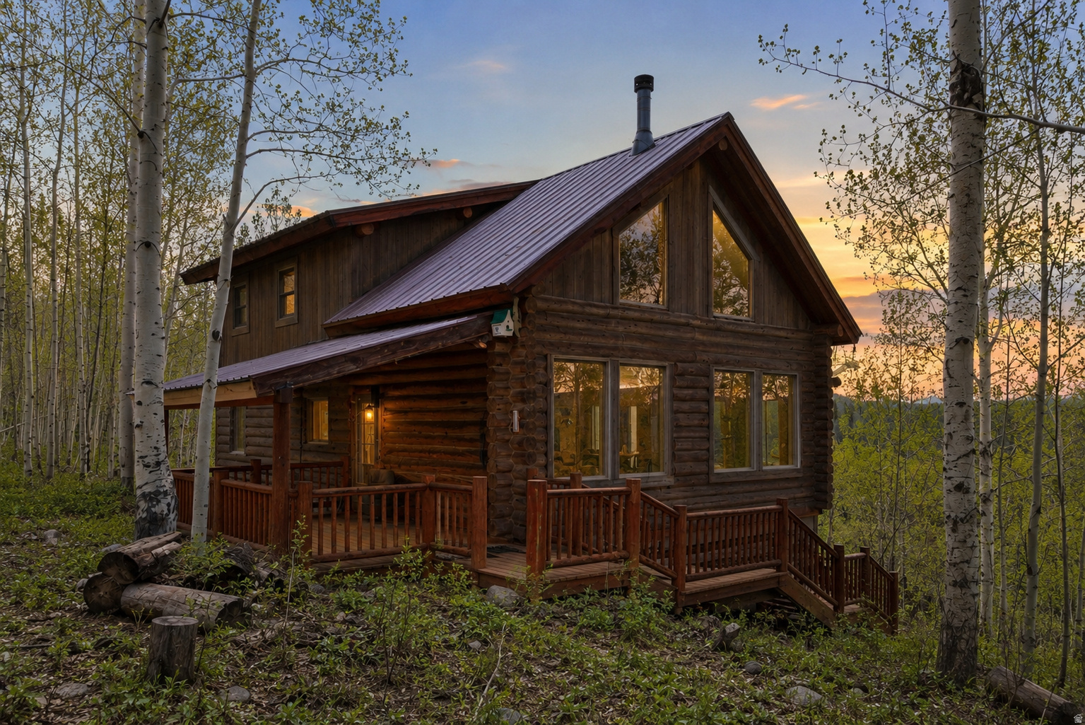Exceptional mountain retreat and value opportunity in Timber Lakes Estates! This beautifully maintained 1991 log cabin offers 3 bedrooms, 2 full bathrooms, and a desirable main-level primary suite, all set on a private and usable 0.57-acre lot surrounded by towering aspens and mountain serenity. Recently re-stained and thoughtfully updated with new light fixtures and a new Trex deck with decorative hog-wire railing and a gas BBQ line, creating the perfect setting for relaxing or entertaining in the fresh mountain air. Approximately 900 sq ft of unfinished lower-level garage/shop space offers outstanding potential for a one-car garage, workshop, expanded recreation area, or future living space with added equity upside. Located within a private guard-gated mountain community just 7 miles east of Heber City with direct access to thousands of acres of Uinta Fational Forest and endless year-round recreation including ATV riding, hiking, snowmobiling, skiing, golfing, boating, fishing, and more. Just 30 minutes to Park City and approximately one hour to Salt Lake City or Provo. Timber Lakes is a guard-gated year-round mountain community just 7 miles East of Heber City where owners enjoy year-round utilities and maintained roads and all the convenience of living in the mountains, just minutes from town.