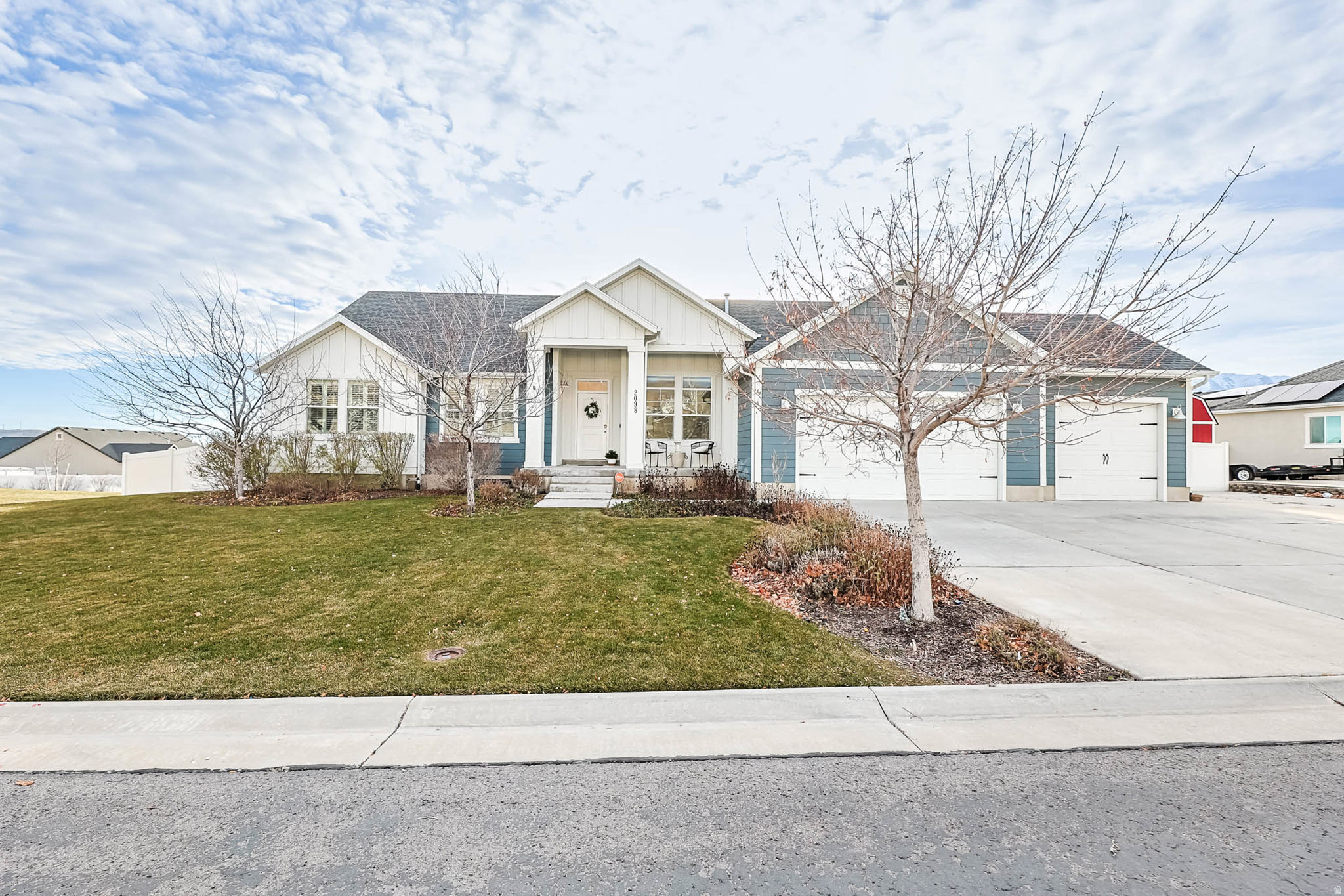 Located in a peaceful neighborhood known for its large lots and open, quiet feel, this Eagle Mountain gem blends comfort, style, and thoughtful upgrades at every turn. The home features PAID-OFF solar, offering instant energy savings and long-term value. Step inside to discover custom craftsmanship throughout, from the high-end woodwork in the private office to the luxury, spa-style bathroom suite downstairs. A dedicated theater hookup system adds an extra layer of entertainment-ready living. Every detail has been elevated with intentional design and premium finishes. Outside, a truly expansive backyard provides space to entertain, play, or build your dream outdoor setup. This is a property that lives big, feels peaceful, and stands out for all the right reasons.