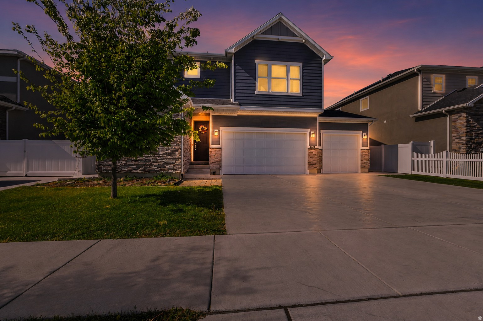 Beautifully maintained, practically new home in a highly desirable neighborhood! Features an open and spacious kitchen, dining, and great room area perfect for entertaining. The main level offers 9-foot ceilings, a dedicated office/den space, with a 1/2 bath. Enjoy an 8-foot sliding glass door off the dining room leading to a large composite deck with stunning mountain views. Upstairs features 4 bedrooms, 2 full bathrooms, a spacious loft, convenient laundry room, and 8-foot ceilings throughout. The oversized primary suite includes a huge walk-in closet and abundant storage space. Additional features include fiber internet, networked connectivity throughout the home, a good-sized 4-foot crawl space for extra storage, a 3-car garage with epoxy flooring and extensive overhead storage, plus a patio space behind the third-car garage. This property is fully landscaped with established trees and grass, a fenced backyard, and an automatic sprinkler system for easy maintenance. This home combines comfort, functionality, and beautiful views in one exceptional package. Close to Hill Air Force Base and West Davis Corridor.  Square footage figures are provided as a courtesy estimate only and were obtained from county records.  Buyer is advised to obtain an independent measurement.