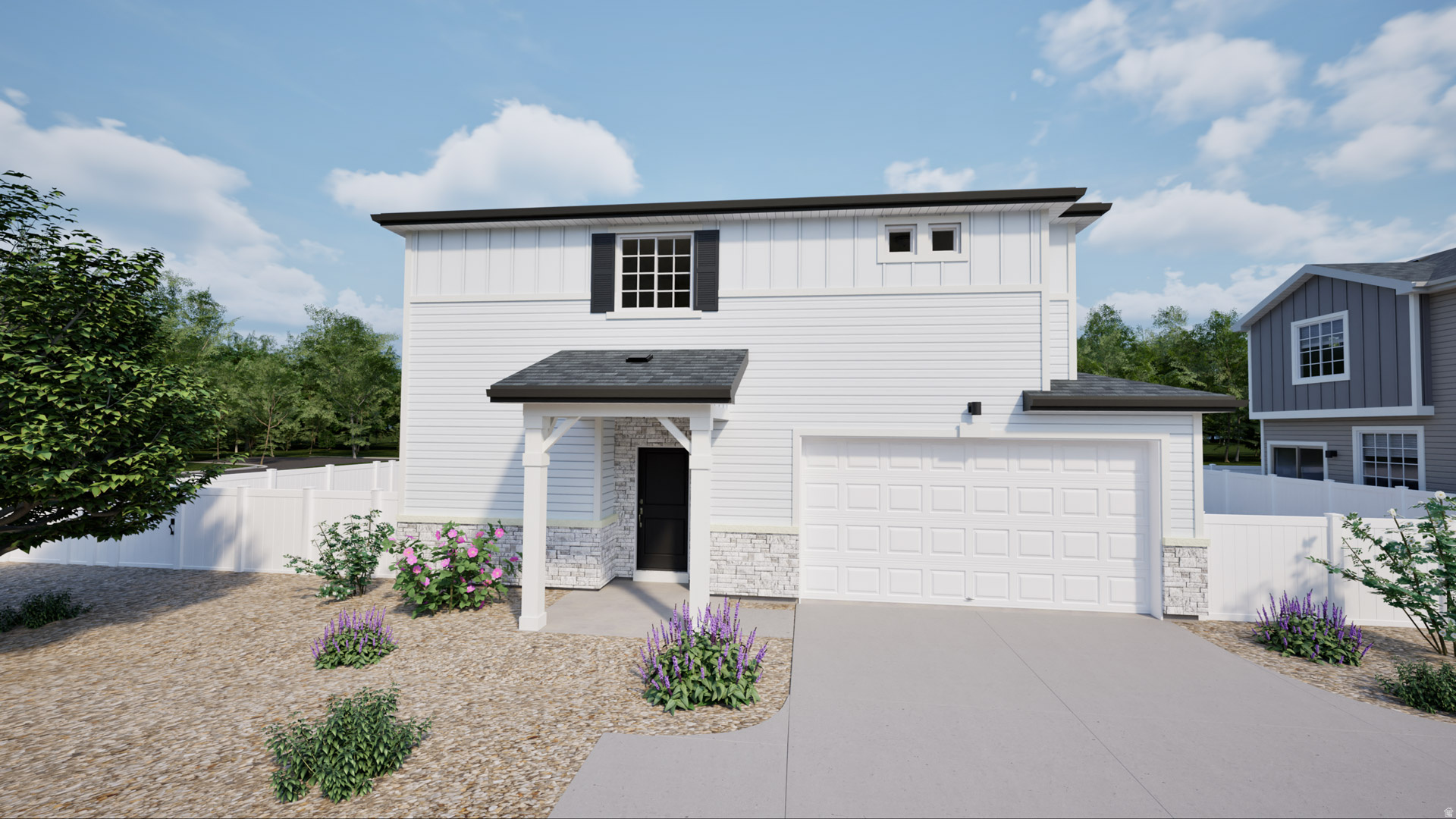 New Helena floorplan in our "Porchlight" Collection at Wander. The Helena features open great room, kitchen with large eat around island and second floor with spacious bedrooms including large primary bedroom with spa shower and spacious walk-in closet. Large windows and wrap around staircase allow for lots of natural light.  (Photos are of another home in another community. Helena Homesite 255)
