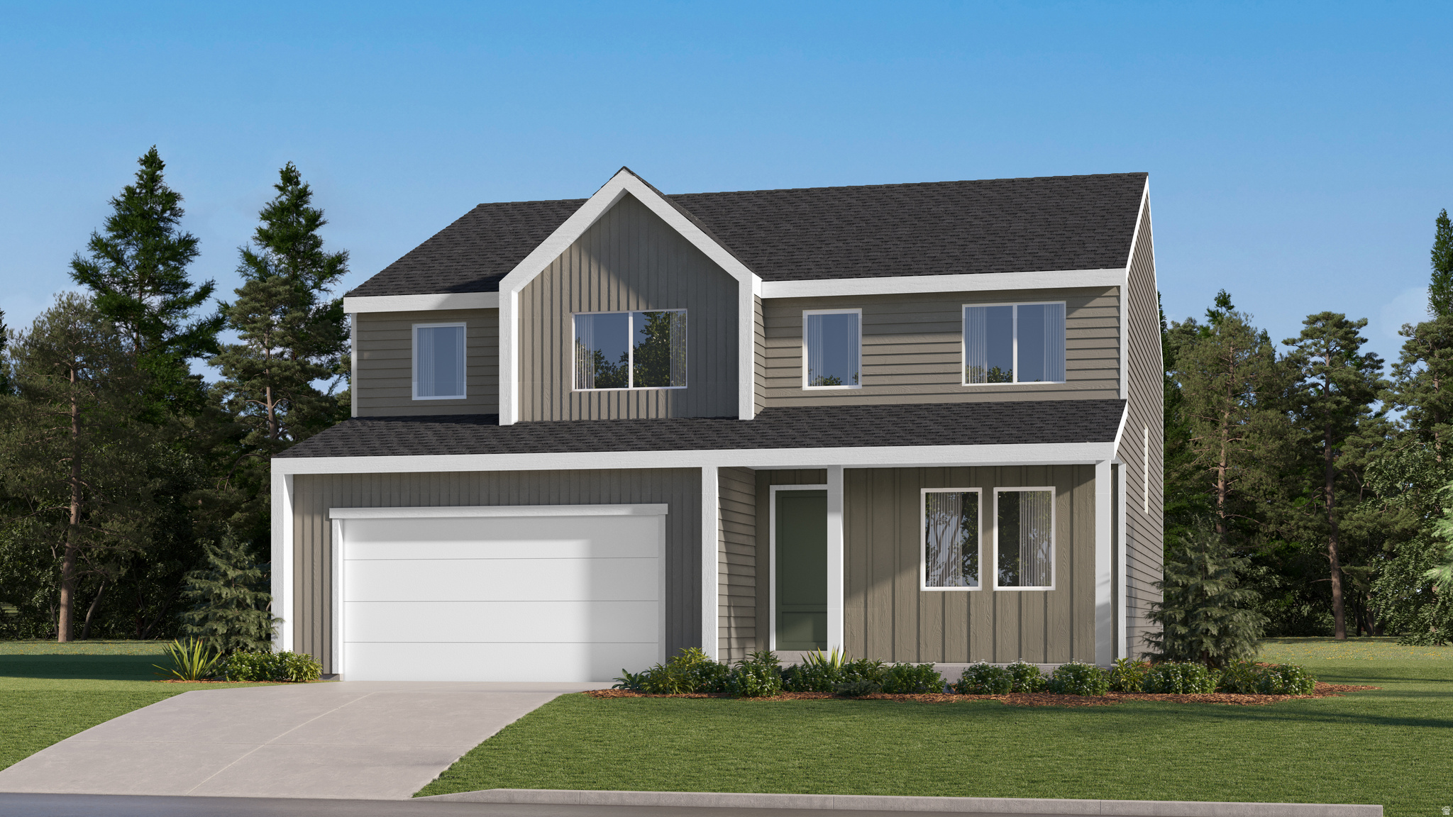 The Valley at Wildflower Courtyards - 3180 - Sequoia. Offering up to $20,000 towards closing costs or ask about our rate buy downs when financing with our preferred lender! Estimated completion in August.  Full yard landscaping including fence! This home offers 4 bedrooms, 2.5 bathrooms, a tandem three-car garage, vaulted ceilings, and a full, unfinished basement. The first floor offers a large family room, mudroom, dining area, and a kitchen that boasts white craftsman style cabinets with white quartz countertops and stainless steel appliances, including the refrigerator! Upstairs you'll find 4 bedrooms, including the luxurious owner's suite with walk-in closet and a bathroom with dual vanities. Square footage figures are provided as a courtesy estimate only and were obtained from builder. Buyer is advised to obtain an independent measurement. Interior photos are of same style of home, but not the actual home. Rendering is for illustrative purposes only.