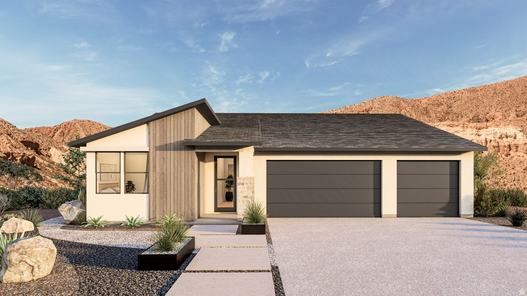 Nearing Completion!! Under Construction - Estimated Completion June 2026. Up to $15,000 available in builder incentives. BBH Builders presents the Sage Plan, ideally situated on a desirable tiered Lot 108 in the Shooting Star community in Washington City. This thoughtfully designed single-level home offers 1,678 square feet of functional and stylish living space. The open-concept layout features 10-foot ceilings throughout, creating a bright and spacious feel. The home includes three bedrooms, two bathrooms, and a fully painted three-car garage. The chef-inspired kitchen is equipped with quartz countertops, quality cabinetry, a large island, and a convenient butler's pantry, all seamlessly connected to the great room with a fireplace--perfect for both everyday living and entertaining. The primary suite provides a private retreat with a walk-in closet, dual vanities, a soaking tub, and a separate shower. Secondary bedrooms are generously sized and each includes its own walk-in closet, offering ample storage throughout the home. Additional highlights include a covered patio for outdoor enjoyment, upgraded appliances, and a variety of high-quality finishes and upgrades. Located in the desirable Shooting Star subdivision, this home combines comfort, functionality, and modern design in a prime Washington City location.