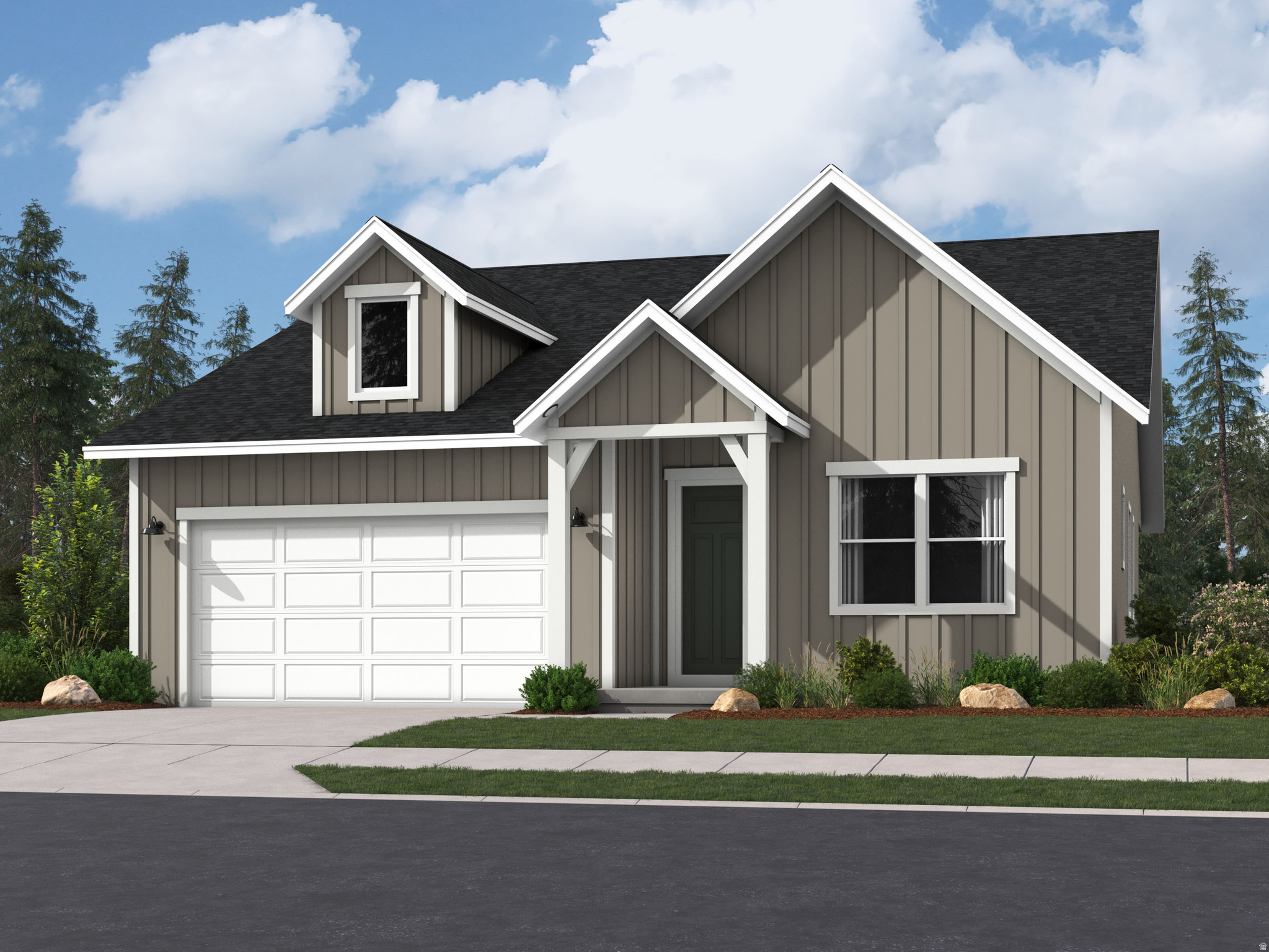 Parkway Fields - 4079 Arcadia. Estimated completion in September. This beautiful rambler home offers 3 bedrooms, 2 bathrooms, a 2-car garage, and a full unfinished basement. The main floor offers a large family room, dining area, and a kitchen that boasts white craftsman-style cabinets and white quartz countertops. Square footage figures are provided as a courtesy estimate only and were obtained from builder. Buyer is advised to obtain an independent measurement.