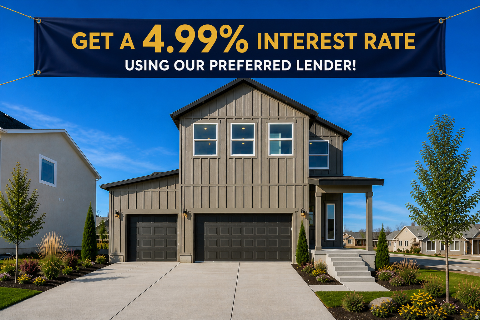 Brand new home. 4.99% using our preferred lender. This home features carpet and high-quality LVP flooring, granite countertops throughout, and custom tile in the bathrooms. The main level has 9-foot ceilings, a fireplace, upgraded kitchen cabinets with soft-close drawers, and a walk-in pantry. Upstairs includes four bedrooms plus a loft. The home also has a tankless water heater and cold storage. Walk-out basement. The builder is willing to finish the basement upon request-ask the agent for details. **Photos are of model home - exact layout and finishes**If you want the basement finished with a kitchen the cost would about 35k extra.