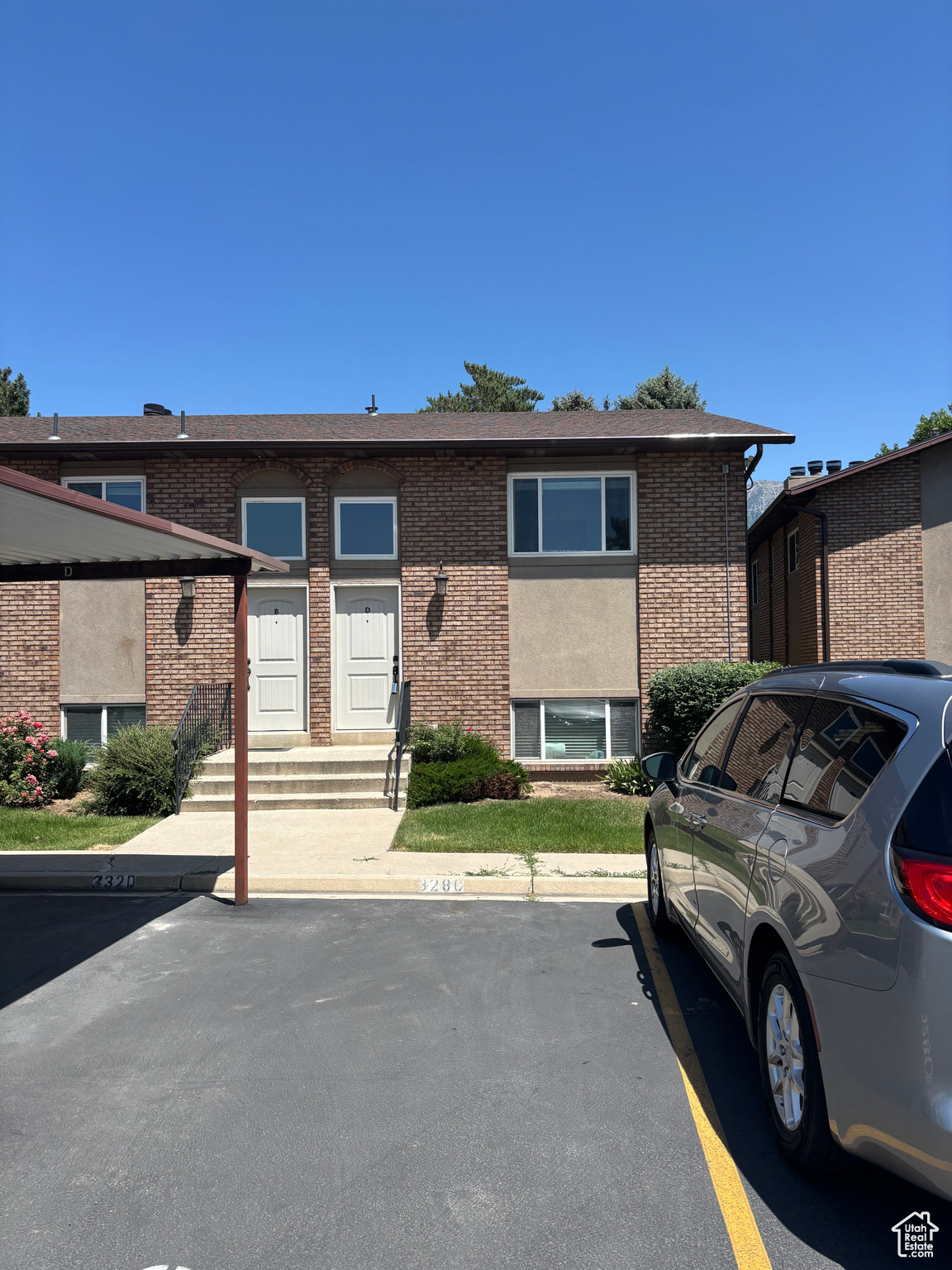 Terrific condo in the heart of Orem. Walking distance to shopping, dinning and schools. Condo features 3 bedrooms and one full bath, open layout kitchen and living room, with a stone fireplace. Large closets in all bedrooms. Low HOA covers community pool, water, trash, snow removal and covered parking. No dogs allowed per HOA.   Square footage figures are provided as a courtesy estimate only and were obtained from tax records.  Buyer is advised to obtain an independent measurement.