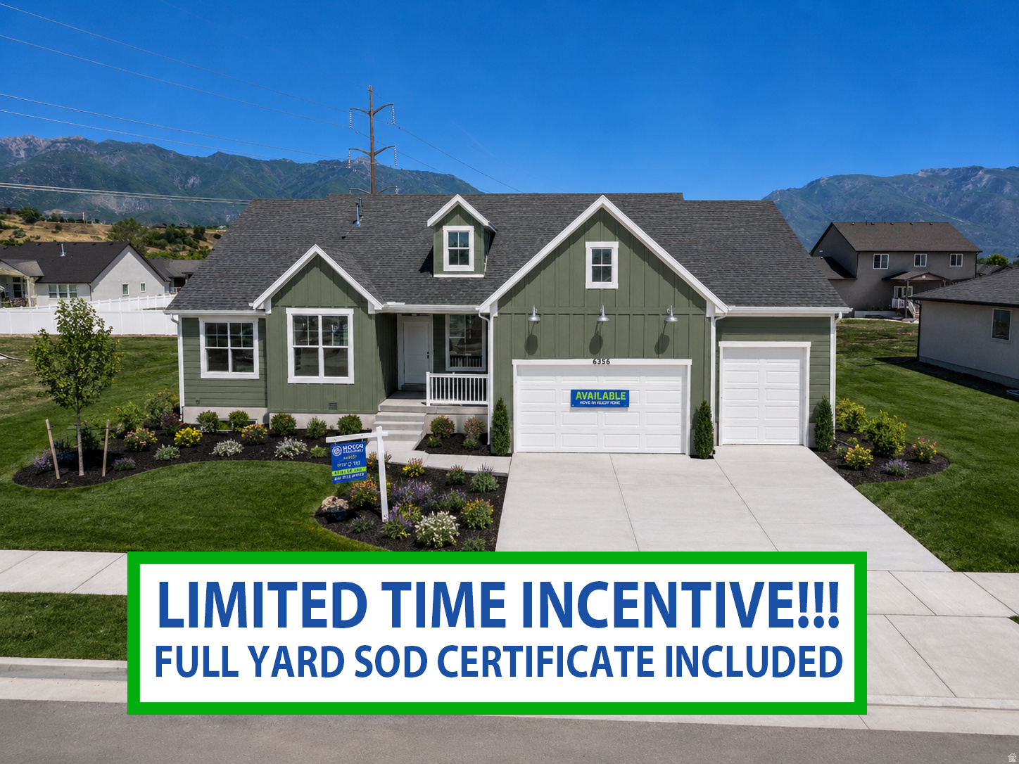 FULL Sod Certificate included with this home!!! INCREDIBLE price on this JUST completed, gorgeous rambler! Our "Newport" home design has 6 bedrooms, 3 bathrooms and a huge 4 car garage with walkout entrance to the garage. The large lot boasts mountain views with plenty of room for your toys or future garden. The upgraded kitchen with stylish cabinets & quartz countertops is the perfect spot for entertaining. Enjoy the freedom of NO HOA while being conveniently located right by golf, pickleball courts, parks and indoor soccer arena. Come see what our beautiful and popular Riverwood Community in South Weber has to offer!  Ask about how to get $12,000 in incentives to use towards closing costs, price reduction and/or interest rate buy down!!