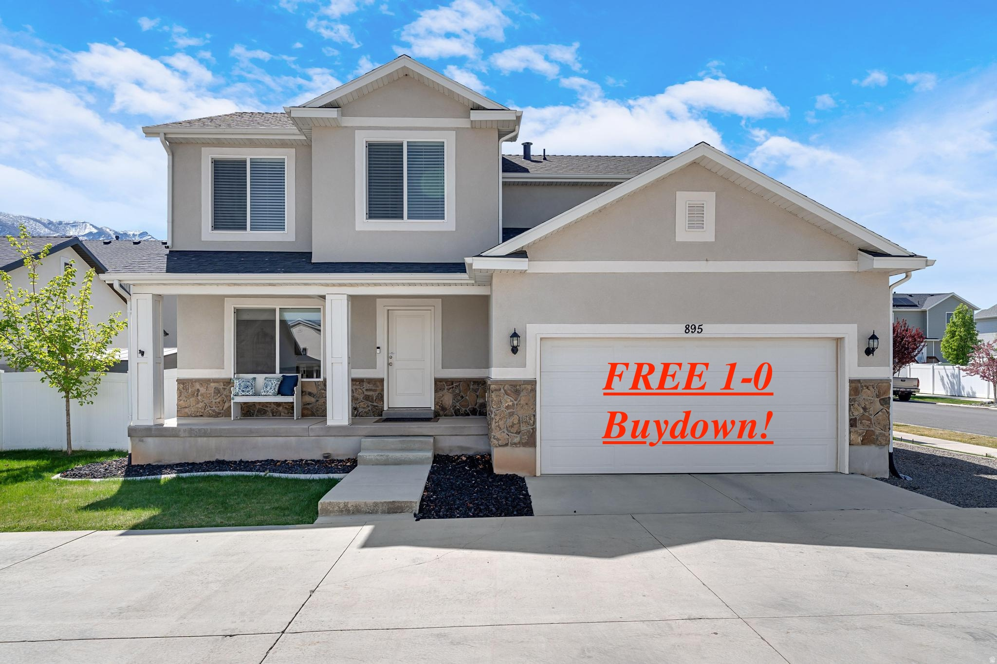 FREE 1-0 Buydown available through preferred lender! Don't miss this beautifully maintained single family home, in charming Santaquin. The main floor is open and bright, featuring a formal living room, family room, semi-formal dining, kitchen, and a half bathroom to keep guests from needing to go into your private space on the 2nd floor. The 2nd floor features a spacious primary bedroom suite, 3 well sized additional bedrooms, another full bathroom, and conveniently located laundry room. With lovely laminate flooring throughout the main floor, granite counters throughout the entire home, thoughtfully finished accent walls, and a beautifully installed fireplace, this home is move-in-and-never-leave ready. With a generous unfinished basement, you've got room to grow, too. A fully fenced back yard, complete with included outdoor furniture and shed, you're ready to enjoy the nicest weather Utah has to offer. The best part is the location. Santaquin is still small enough and far enough away from the hustle and bustle that you get the peace and quiet you're wanting, but not THAT far away: 20 min to Costco, Target, restaurants, etc.