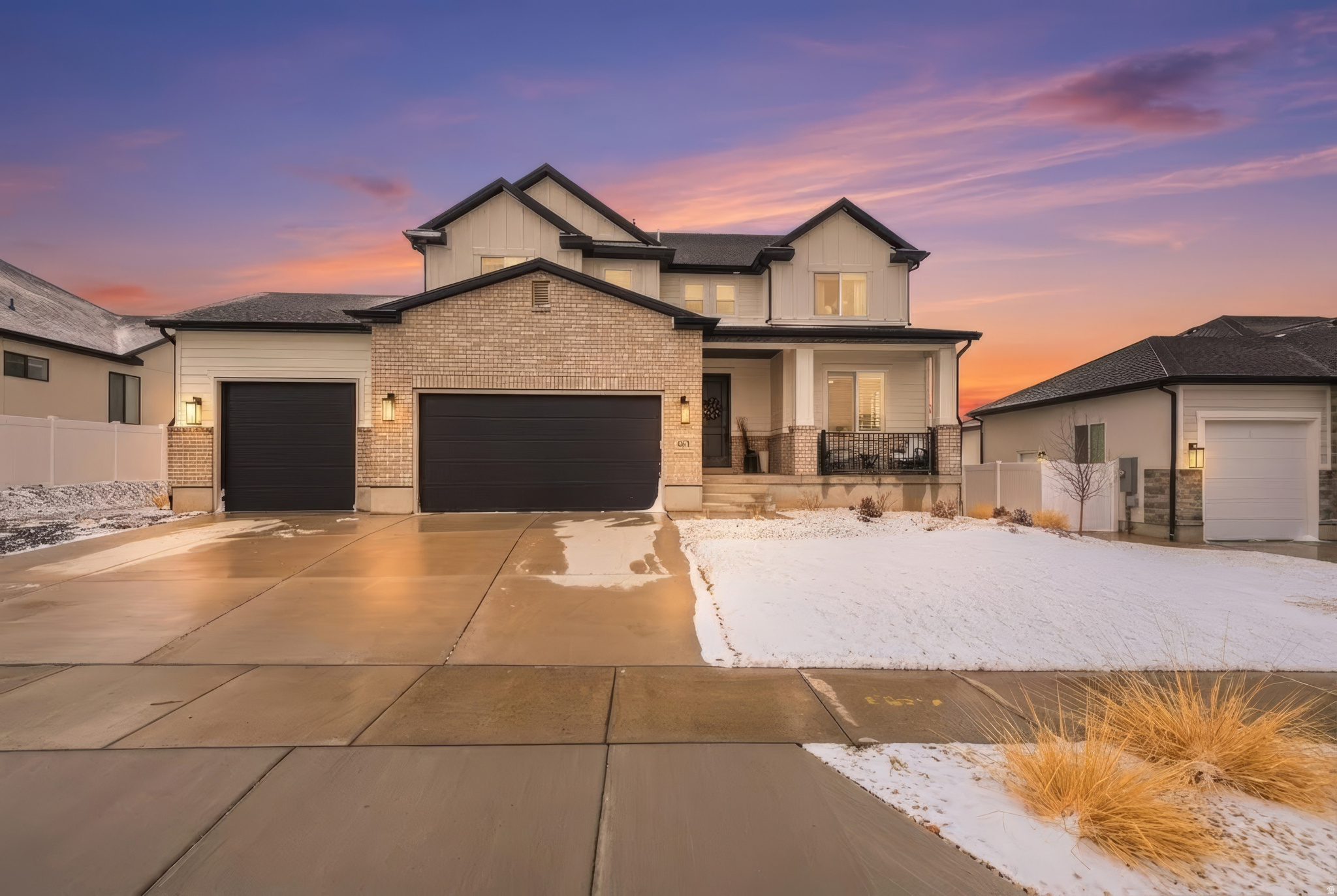 All the benefits of new construction, without the wait. Welcome to this fully upgraded, thoughtfully designed, and move-in ready Herriman home offering space, function, and a clean aesthetic ready for personalization. The open main level features a bright living area with mountain views that flows seamlessly into a well-appointed chef's kitchen with modern finishes, quality appliances, and generous prep space. This is the Monroe design by Perry Homes, built with all available upgrades, offering 6 bedrooms and 3.5 bathrooms. Features include engineered hardwood floors, a state-of-the-art kitchen with double wall ovens, pot-filler and ShelfGenie soft close drawers, a fully finished basement, dedicated den space, a 4-car tandem garage, and a fully plumbed workshop. The lot can also accommodate an RV pad on the west side of the garage. The flexible layout easily accommodates guests, work-from-home needs, and hobbies, while the elevated setting captures sweeping views of both the Oquirrh and Wasatch Mountain ranges along with stunning sunsets. Conveniently located near the upcoming Commons at Herriman Towne Center development, slated to include a Target and Trader Joe's, as well as a planned Life Time Fitness athletic country club anticipated in 2027. A rare combination of space, upgrades, and location in one of Herriman's growing communities.