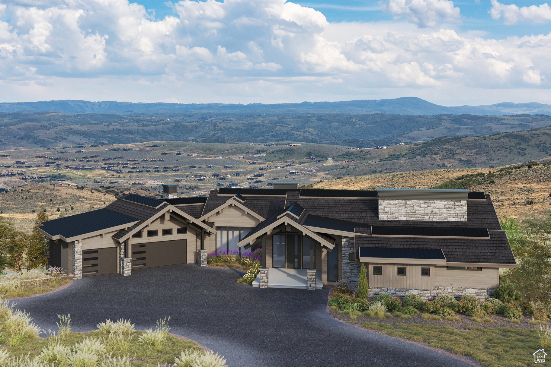 Located within the private gates of Tuhaye, 9747 N. Ridgeway Circle is a breathtaking new construction home on a private 4.08-acre lot, offering spectacular, unobstructed mountain views. This rare generational property provides both privacy and tranquility, making it a true sanctuary. Spanning 8,889 sq. ft., the home features 7 bedrooms and 9 bathrooms, including 2 suites on the main level and 5 bedroom suites including a bunk room on the lower level. The main level features a spacious, open floor plan seamlessly connecting each living area. The gourmet chef's kitchen is outfitted with custom cabinetry,  top-tier Wolf/SubZero appliances, and a large center island ideal for hosting. The expansive back deck serves as the perfect outdoor space for summer BBQs while taking in the stunning views. The lower level is designed for entertaining, complete with a family/game room, wet bar, wine storage, home theater, and a dedicated exercise room. A covered back patio with a recessed hot tub offers even more space to relax and enjoy the surrounding beauty. With luxurious finishes throughout, this home is the perfect blend of comfort and sophistication.  A Full Talisker Club Membership is included with the purchase.