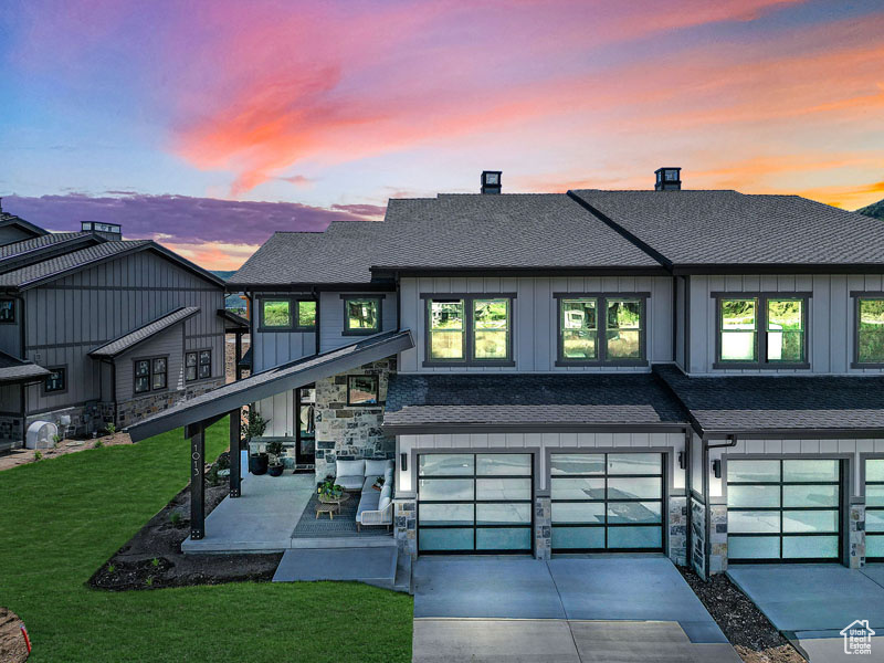 An incredible community with awe-inspiring views of the Jordanelle Reservoir and the majestic mountains of Deer Valley Resort. Summer and winter, your outdoor adventures are just outside your door: water sports, hiking & biking trails, and Deer Valley's first-class ski experiences. Mayflower Lakeside is just a stone's throw from Deer Valley's newest chairlifts at East Village; only a 15-minute drive to Park City's Historic Main Street; and less than 40 minutes to the SLC International Airport without a single stoplight. This beautifully appointed, main level living townhome is where sophistication meets comfort. The kitchen is a chef's dream, featuring sleek Quartz countertops, an elegant backsplash, under-cabinet lighting, and premium Viking appliances. The open-concept living area is anchored by a cozy gas fireplace with oversized windows to enjoy the views and unwind after a day of mountain exploration.  The clubhouse features a seasonal pool, year-round hot tub, pickleball courts, and a play area. Nightly rentals are permitted. Please come to the model at 1023 Vissen Way for tour/access.