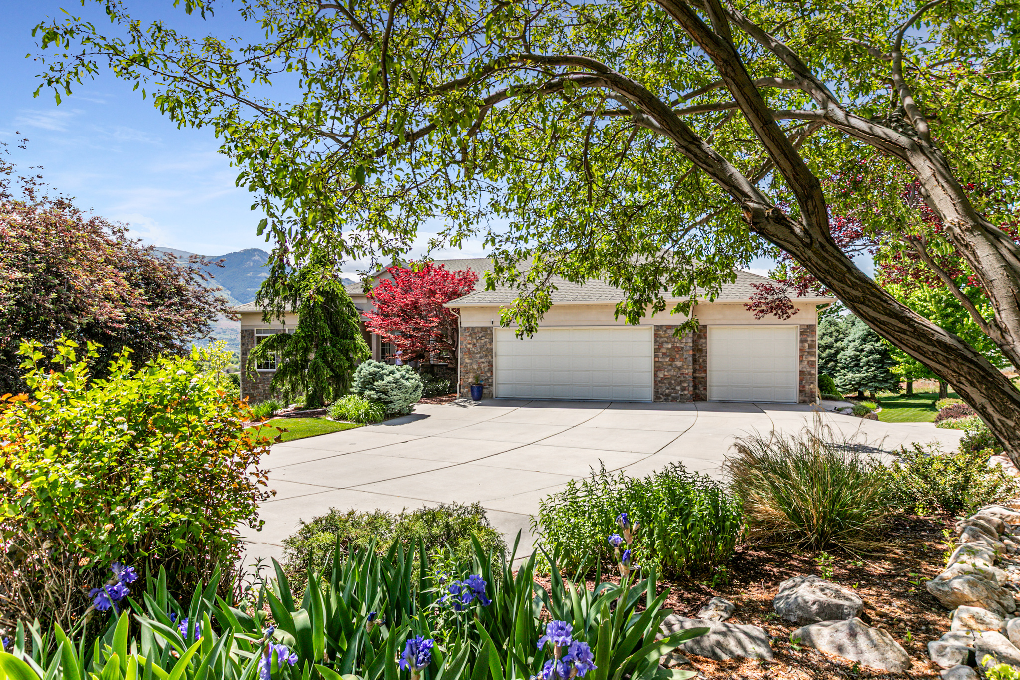 Peaceful North Ogden living with incredible mountain and valley views! Backing to a nature park with no homes behind, this quality-built custom home offers breathtaking views of Ben Lomond, The Great Salt Lake, and Coldwater Canyon - including a direct view of "The Major" Veterans Day flag display. Expansive windows throughout the home were perfectly positioned to capture the stunning scenery and natural light from nearly every room. The spacious layout offers comfortable living and gathering spaces for family and guests alike. The fully finished basement features soaring 13-foot ceilings and oversized windows that make it feel bright and open - nothing like a typical basement. Enjoy trails and parks nearby, peaceful quiet surroundings, and BenLomond right out your front door. Additional highlights include a large shop space with exterior access, perfect for hobbies, storage, or workspace needs. A rare combination of privacy, views, and craftsmanship in one exceptional North Ogden home.