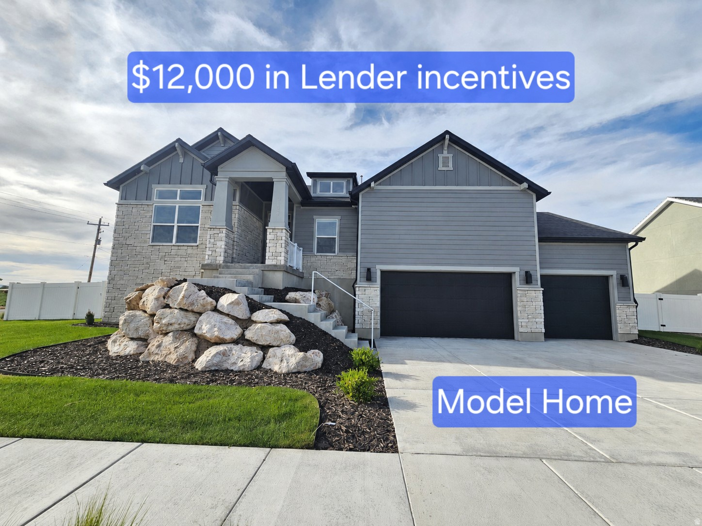 Experience the charm of country living in this stunning rambler model home. Fully landscaped and fenced, it features a spacious three-car garage, inviting covered patio, and a beautiful gourmet kitchen. The large gathering space is perfect for entertaining family and friends, while thoughtful design and quality finishes create comfort, style, and functionality throughout. Ask about our Lender incentives.