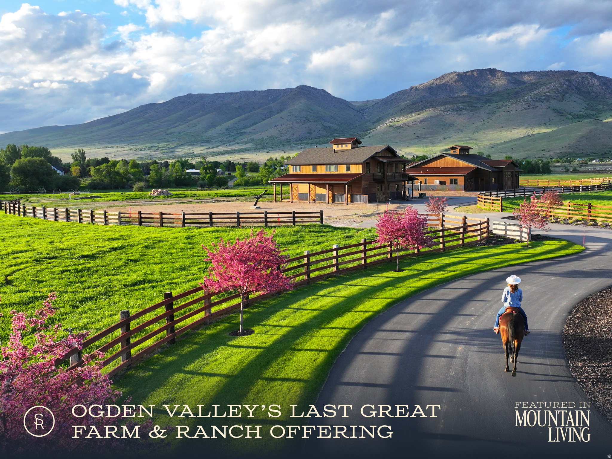Discover an extraordinary opportunity in the exclusive, gated community of Sky Ranch, where privacy, luxury, and natural beauty come together. Homesite 4 offers 16+ acres and is the ideal canvas to create your dream residence, set against the pristine mountain backdrop of Huntsville, Utah. A stately gated entrance with custom fencing and a private, tree-lined road welcomes you, providing seclusion and security. Mature trees, bursting with pink blossoms each spring, frame the picturesque drive, leading to a property with sweeping views of Snowbasin and the surrounding majestic peaks.  Part of a sprawling 68-acre community, this homesite ensures unparalleled privacy, giving you ample space to design a retreat that reflects your lifestyle on one of only four exclusive lots. Whether your vision includes a spacious ranch, a horse lover's paradise, or a secluded estate immersed in nature, the possibilities are endless. With minimal HOA oversight and CCR guidelines, you have the freedom to bring your ideas to life without unnecessary restrictions.  Set against the stunning Ogden Valley, this property offers more than just a beautiful setting-it provides direct access to a lifestyle defined by outdoor adventure and recreation. From world-renowned slopes at Snowbasin and Powder Mountain to miles of trails ideal for hiking and mountain biking, every season offers new ways to explore. Summer days can be spent on Pineview Reservoir, enjoying boating, paddleboarding, and lakeside relaxation.  Though serene and secluded, Sky Ranch is just 50 minutes from Salt Lake City International Airport, 75 minutes from Park City, and 35 minutes from Ogden Regional Airport. Here, the farm and ranch life is vibrant-with skeet shooting, wide-open land for crops and farm animals if you so desire, all set against the iconic backdrop of Snowbasin, Powder Mountain, and Pineview Reservoir. Sky Ranch isn't just a place to live - it's where your legacy begins.  All property information, boundaries, and documents to be verified by buyer.