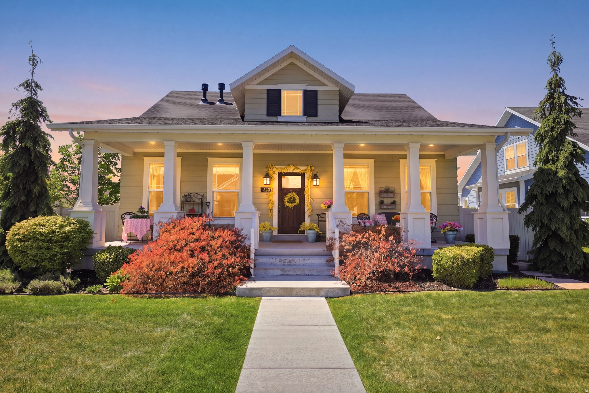Welcome to Hill Farms, one of Kaysville's most admired communities, where timeless architecture, mature landscaping, and thoughtfully designed homes create a neighborhood people truly love coming home to. With its arts and crafts elevation, rich hardwood floors, and warm traditional finishes, this home offers a classic feel paired with exceptional functionality. Designed for comfortable main level living, the open concept layout is centered around a vaulted great room and beautiful fireplace that bring warmth and character to the heart of the home. The kitchen was built for both gathering and everyday living, featuring custom cabinetry, high end appliances, and seamless flow into the dining and living areas. Just off the entry, a dedicated office and formal sitting or dining space provide flexibility for entertaining and daily life alike. The main level includes three bedrooms, highlighted by a spacious primary suite with an oversized walk in closet and en suite bath with dual vanities. Downstairs, the fully finished basement was designed with entertaining in mind and features a cozy theater space, expansive family room with fireplace and wet bar, three additional bedrooms, and an impressive amount of storage thanks to a thoughtfully designed extension added to the original building plans. Outside, the backyard feels private and established with mature fruit trees, custom paver work, a pergola covered gathering space, darling she shed, and multiple areas to relax or entertain. This home has been exceptionally cared for and Martha Stewart would absolutely approve. Additional highlights include central vac, abundant storage throughout, an oversized three car garage with extra height, and access from a private HOA maintained alley. Located in one of the most desirable phases of Hill Farms near parks, walking paths, top rated schools, and convenient access to the West Davis Corridor and I-15.