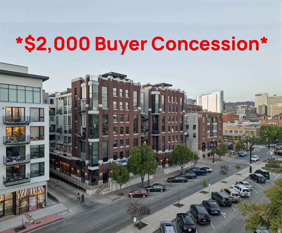 Make this upscale 2BR/1.5BA two-story loft, situated in the heart of downtown Salt Lake City your new HQs! This 4th-floor unit has a stylish industrial vibe with soaring ceilings, polished concrete floors, and exposed ductwork. The main level living space is highlighted by a dramatic, full-sized glass garage door that rolls up to merge your living room with the city outside. A sleek kitchen with SS appliances flows seamlessly into the great room creating the perfect place to hang out and entertain. The upper-level features two bedrooms, a nicely appointed bathroom, +W/D, & fully electric blinds. Broadway Park Lofts is a fully secure community with one underground parking spot(in case you still want a car). Step outside and immerse yourself in the buzz of downtown. You are a short stroll from the Pioneer Park seasonal farmers market, the legendary Caputo's Deli, and the city's most cutting-edge restaurants and nightlife. With the Delta Center nearby and easy access to TRAX, FrontRunner, UofU, and the airport, this is the perfect home base to live, work, and play. *Seller offering $2000 Buyer Incentive to be used for qualified loan fees or purchase price reduction.* Square footage figures and HOA information are provided as a courtesy estimate only. Buyer/buyer agent are responsible to verify all information