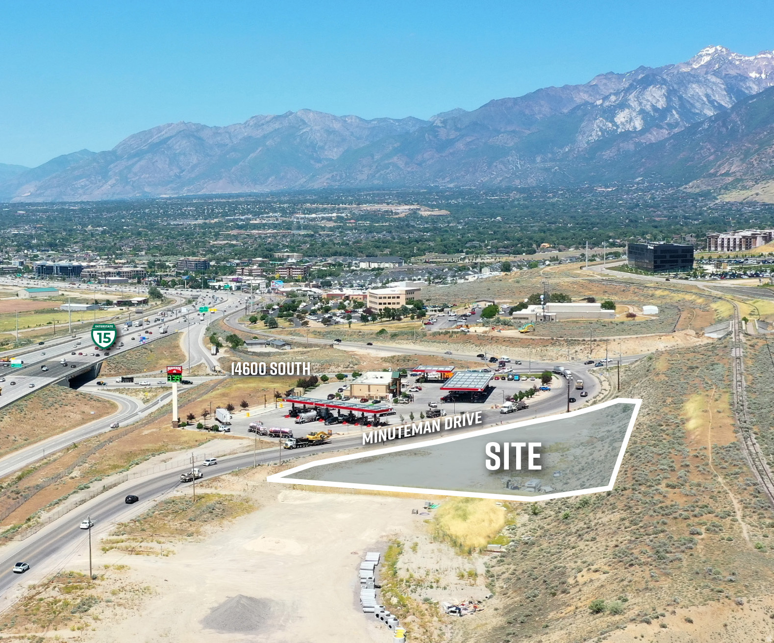 CBRE is pleased to present a rare opportunity to purchase 2.6 acres that is well suited for commercial development. Adjacent to the I-15 exit of 14600 South, this property has excellent access and position to capture freeway traffic and is highly visible. This area is currently seeing significant growth and is adjacent to future masterplanned development, "The Point" in Draper, the proposed TRAX expansion between Draper & Lehi, and will have 35,000 planned units in a 10-mile radius.