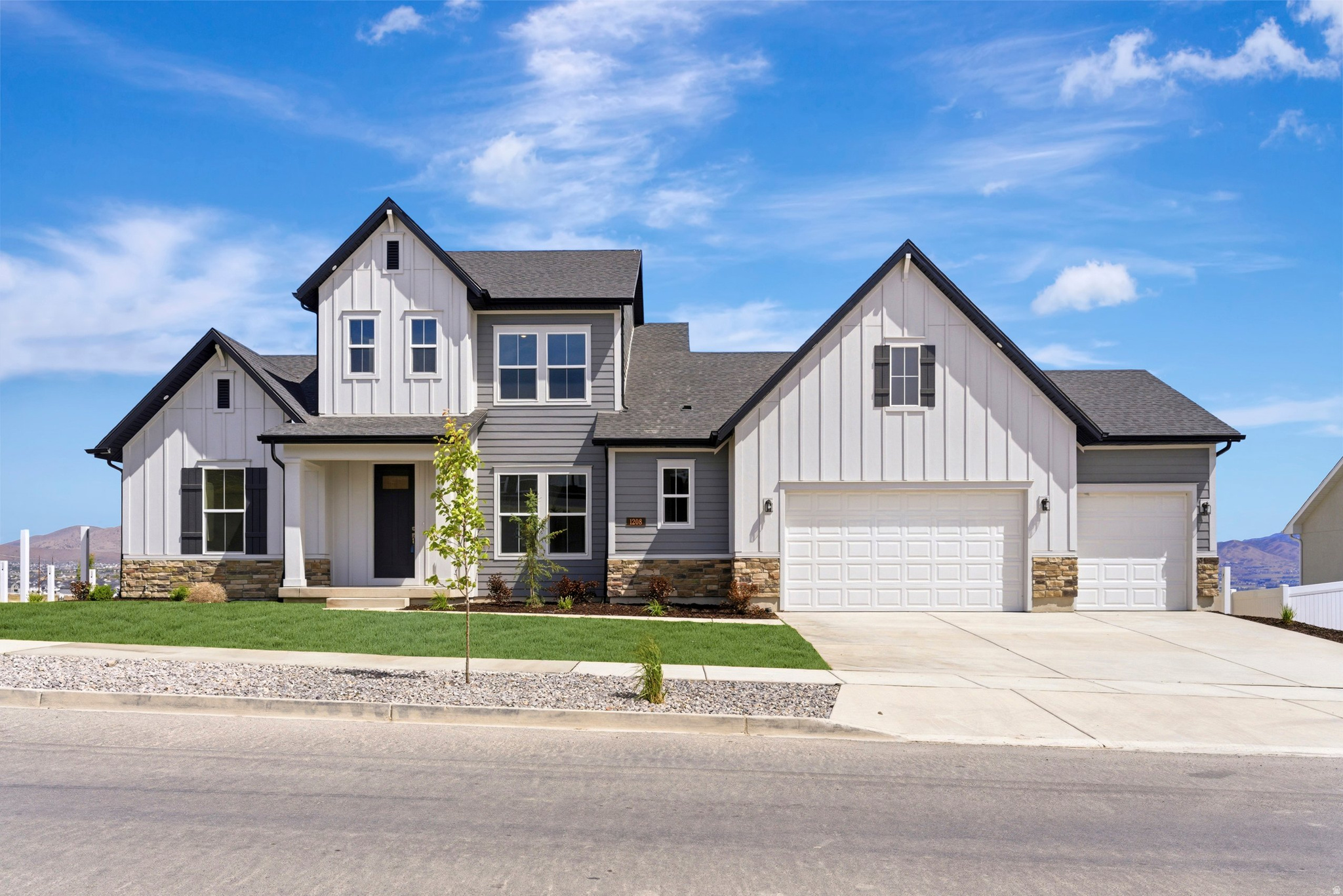 Welcome to The Rivershore plan in Brixton Park; a striking home plan that has breathtaking curb appeal. This home features a main floor primary bedroom, and incredible entertaining space from a dining room that can accommodate a 12-setting table, to an extra large living room with a cozy fireplace. The primary bathroom is designed with an incredible walk-in shower, and a closet fit for his and hers' dreams. Upstairs are large secondary bedrooms and an unfinished basement with a 9ft ceiling that has space for 2 more bedrooms, a gym/media room and great storage space! 9ft ceilings on all 3 floors and a homesite that does not have a backyard neighbor and incredible views of Mt. Timpanogos and the nearby Temple.  Preferred Lender financing incentives available, call agent for more details.