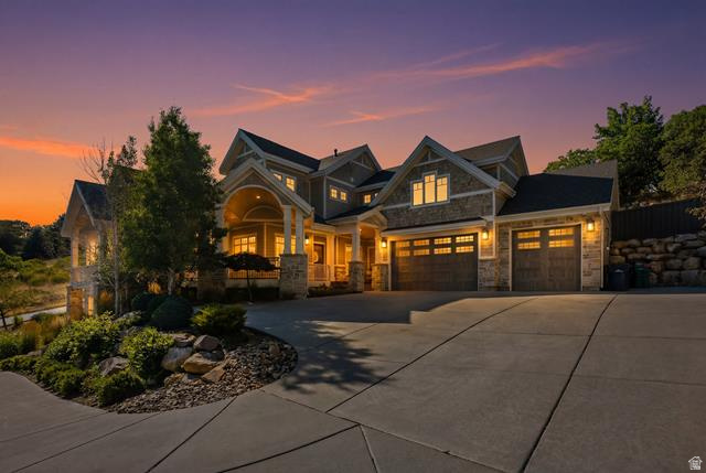 OPEN HOUSE SATURDAY 7/18, 12-2pm. You're invited to tour this stunning two-story residence with breathtaking Wasatch Mountain views, nestled in a quiet cul-de-sac within the prestigious, gated Pepperwood community. Ideally situated alongside the walking and biking path, Carriagewood Cove offers easy access to the community pool and amenities.  Designed for both everyday living and entertaining, the home features a spacious great room centered around a beautifully appointed kitchen with quartz countertops, custom cabinetry, a generous center island, and a butler's pantry. Two versatile dens provide flexible space for a home office, formal living room, piano room, or library.  The main-level primary suite is a private retreat with a luxurious en suite bathroom and direct access to the wraparound covered deck with a private spa. Upstairs, the fifth bedroom is wired for a home theater making it ideal as a media room, guest suite, or bonus space. The daylight lower level is designed for recreation and relaxation, offering a spacious theater/family room with a wet bar, a second primary suite with its own en suite bathroom, a separate game room, and abundant storage.  An additional sub-basement provides exceptional flexibility, featuring soaring ceilings and a mini-split heating and cooling system. This unique space is perfect for an indoor play area, trampoline, home gym, dance / yoga studio, music room, or creative workspace.  Additional highlights include custom lighting, whole-home built-in speakers, and a built-in water filtration system.  Located high on the east bench of the Wasatch Mountains, this exceptional property is just minutes from world-class skiing at Snowbird, Alta, Deer Valley, and Park City, as well as endless hiking and biking trails, lakes, and Salt Lake City International Airport.  Pepperwood is one of Utah's premier residential communities, offering approximately 633 homesites on minimum half-acre lots. Residents enjoy an outstanding lifestyle with amenities including a swimming pool with lifeguards, competitive swim team, tennis, pickleball and basketball courts, parks, playgrounds, and beloved community traditions such as the Easter egg hunt and Fourth of July parade - all within the security and peace of mind of a 24-hour guarded and gated neighborhood.  All appliances stay and the home is being offered FURNISHED.  See attached documents for inventory list.  3D Walkthrough: https://my.matterport.com/show/?m=nZx7y6rdKy2  Video Tour: https://drive.google.com/file/d/1brXqkb_S6Yav-163kuSzkOR16S6RNDBP/view?usp=sharing  Square footage figures are provided as a courtesy estimate only.  Buyer is advised to obtain an independent measurement.