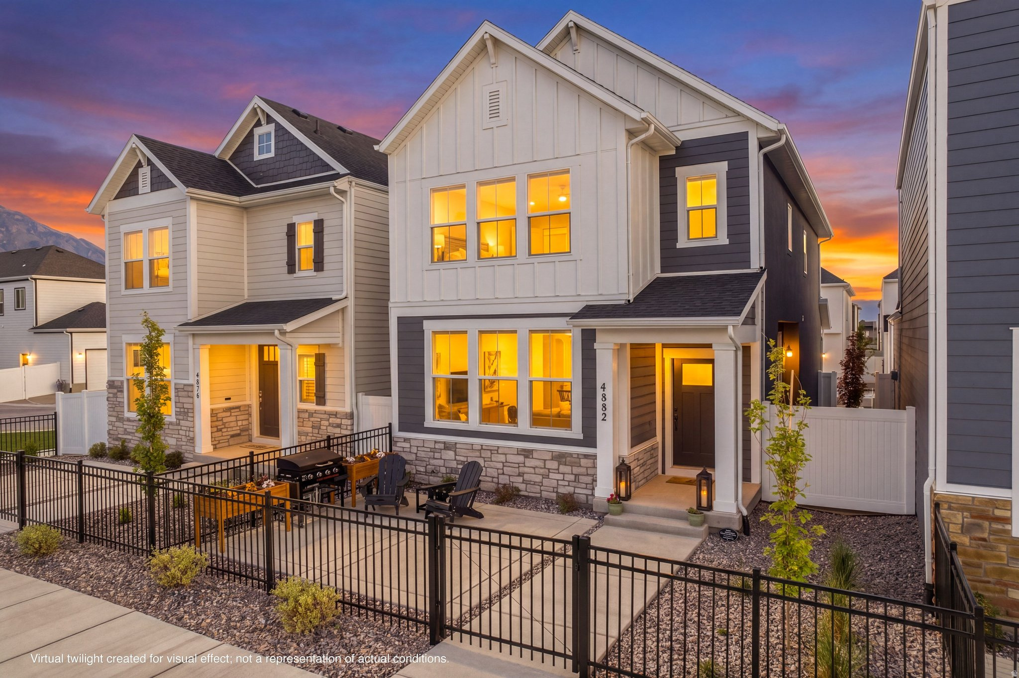 This home offers the perfect blend of luxury, convenience, and mountain-view living in the highly desirable Ridgeview Carriages community. This beautifully designed 2-story home features 4 bedrooms, 3.5 bathrooms, and over 2,500 sq ft of thoughtfully designed living space, including a fully finished basement with an additional bedroom and bathroom-ideal for guests, a home office, rental flexibility, or multi-generational living. The upgraded kitchen showcases elevated finishes throughout and opens into an inviting main living space perfect for entertaining and everyday living. One of the standout features of this home is the incredible unobstructed mountain views with no neighbors directly out the front door, creating a rare sense of openness and privacy. Located less than 10 minutes from Walmart, Costco, Traverse Mountain shopping and dining, and less than 2 minutes from Highland Glen Park, this location offers exceptional convenience while maintaining a peaceful residential feel. Golf enthusiasts will love being within 10 minutes of Fox Hollow Golf Course, Alpine Country Club, and Cedar Hills Golf Club. Enjoy nearby parks, pickleball courts, biking trails, and quick access to Silicon Slopes, I-15, American Fork Canyon, and outdoor recreation throughout Utah County. Whether you're a young family, professional, downsizer, or investor, this Highland home delivers lifestyle, location, and long-term value.